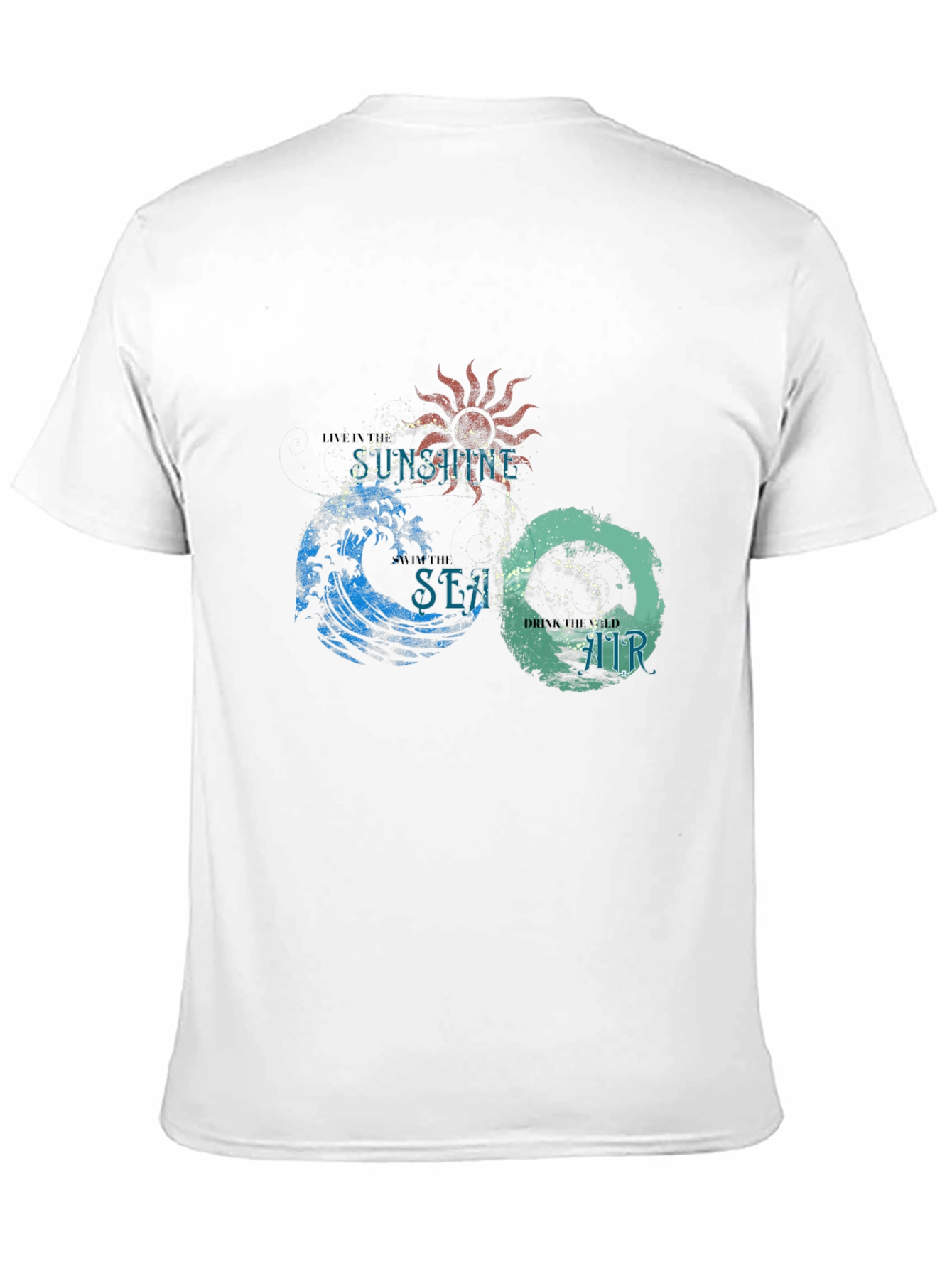 Camiseta Negra con Diseño Sol Mar y Aire