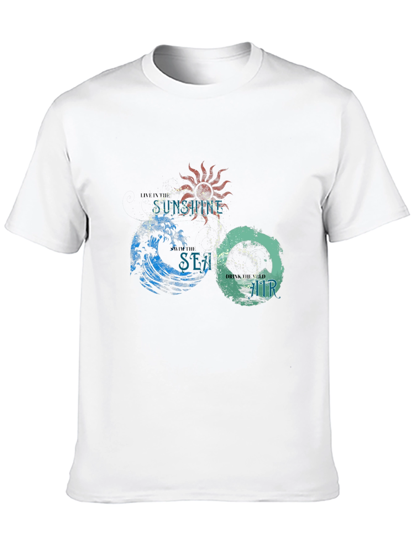 Camiseta Negra con Diseño Sol Mar y Aire