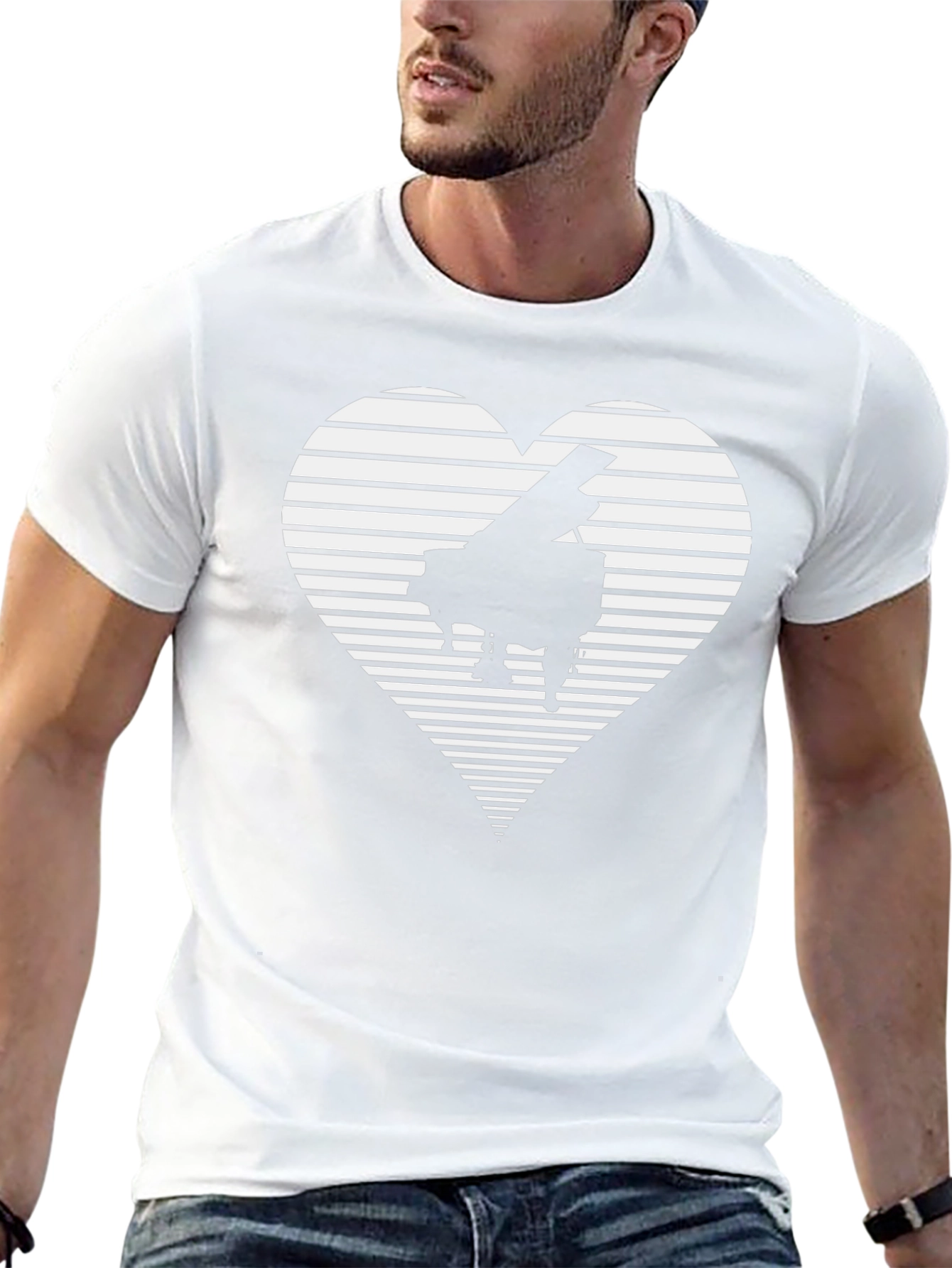 Camiseta Negra Piano Corazón Rayas Hombre