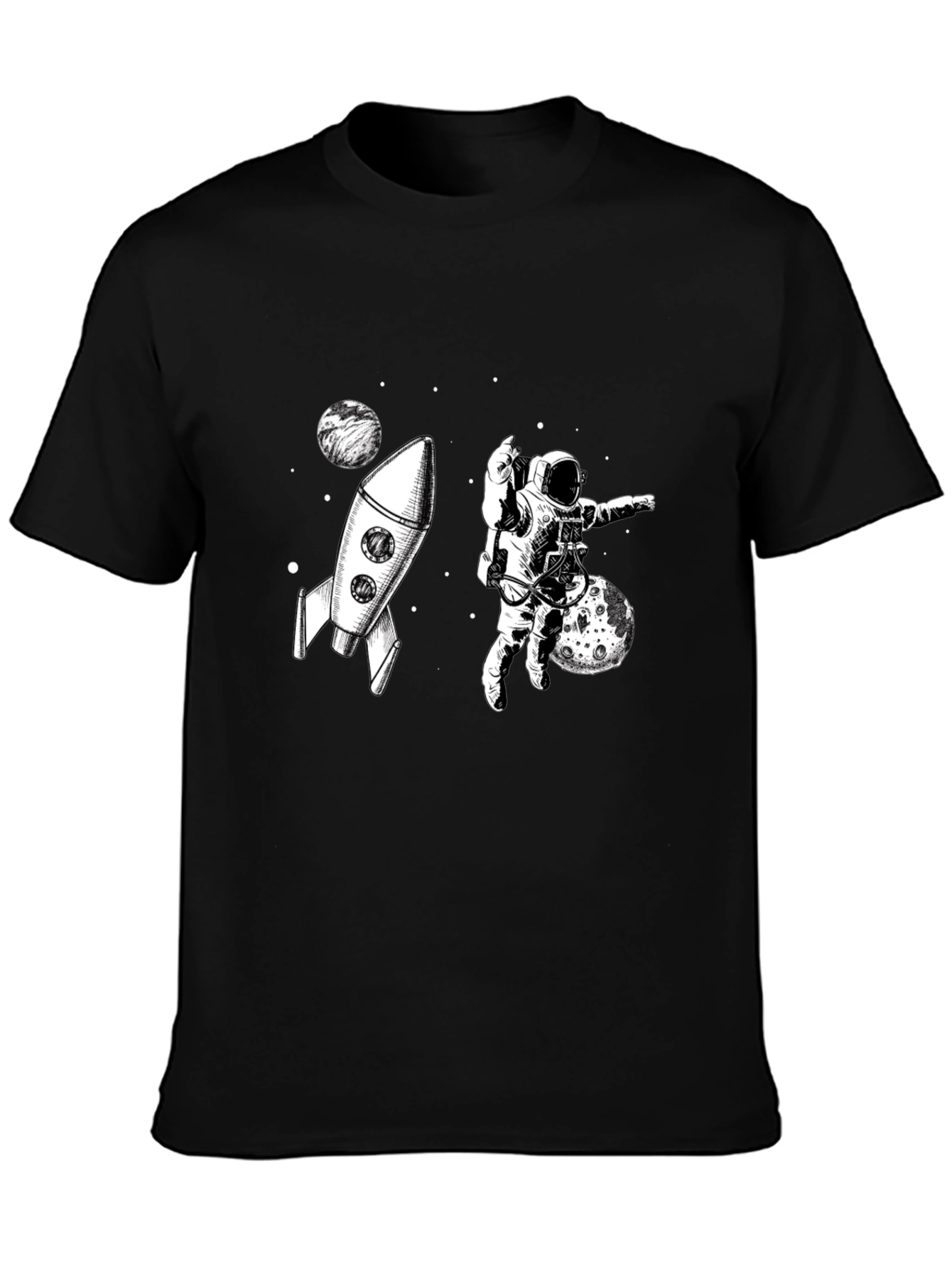 Camiseta Negra con Diseño Espacial