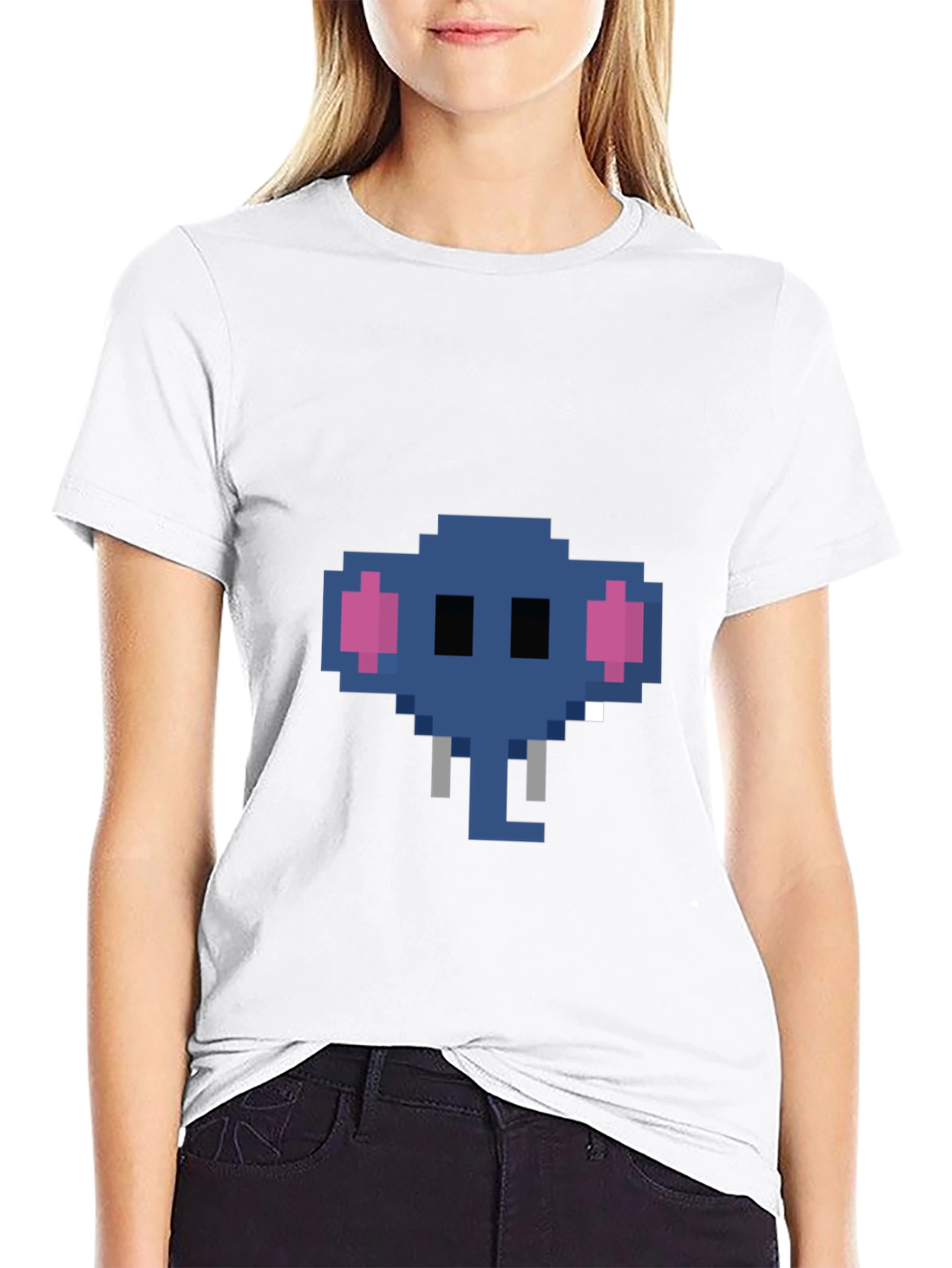 Camiseta Negra con Elefante Pixelado