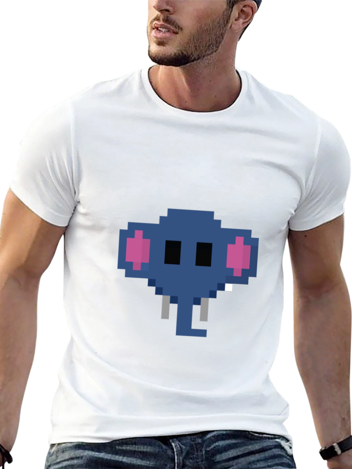 Camiseta Negra con Elefante Pixelado