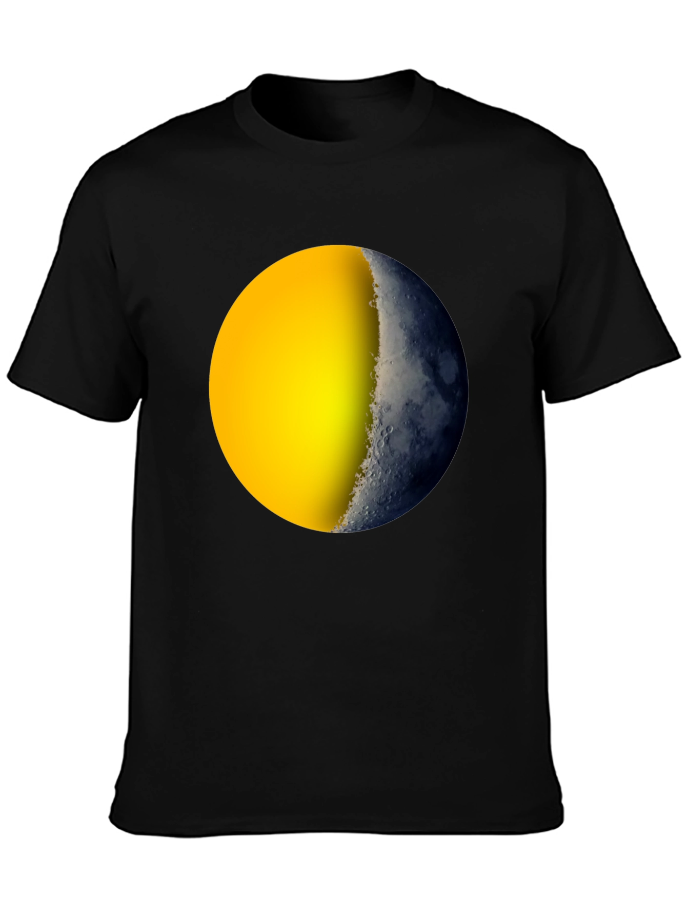 Camiseta Negra con Diseño de Sol y Luna