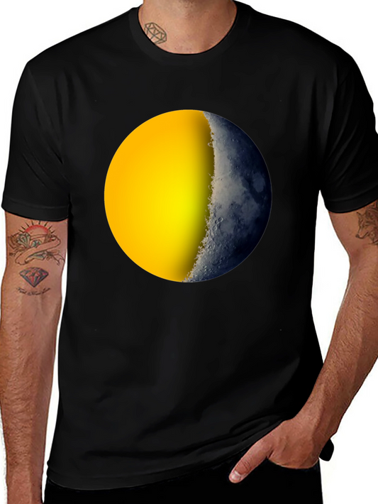 Camiseta Negra con Diseño de Sol y Luna