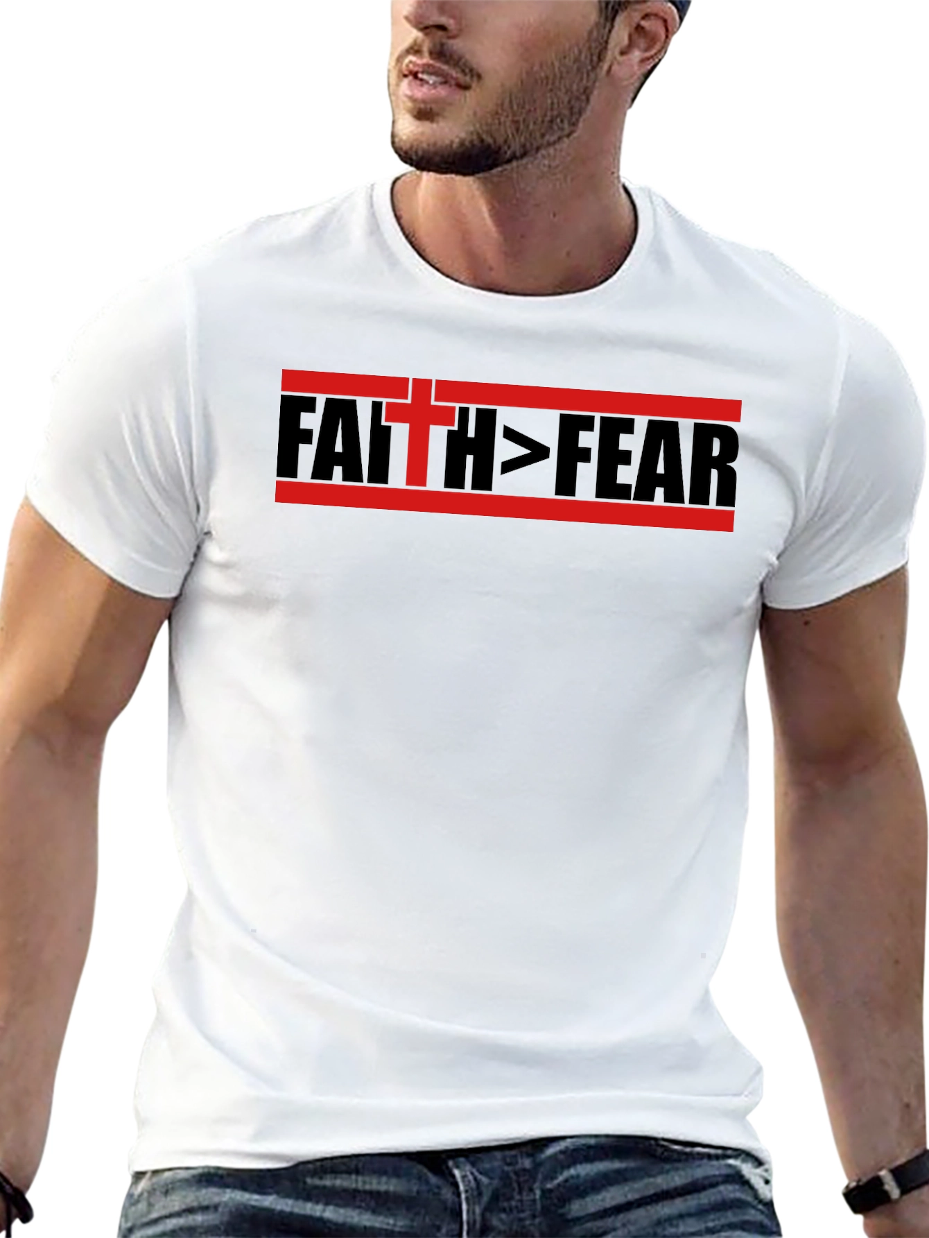 Camiseta Fe > Miedo - Diseño Religioso