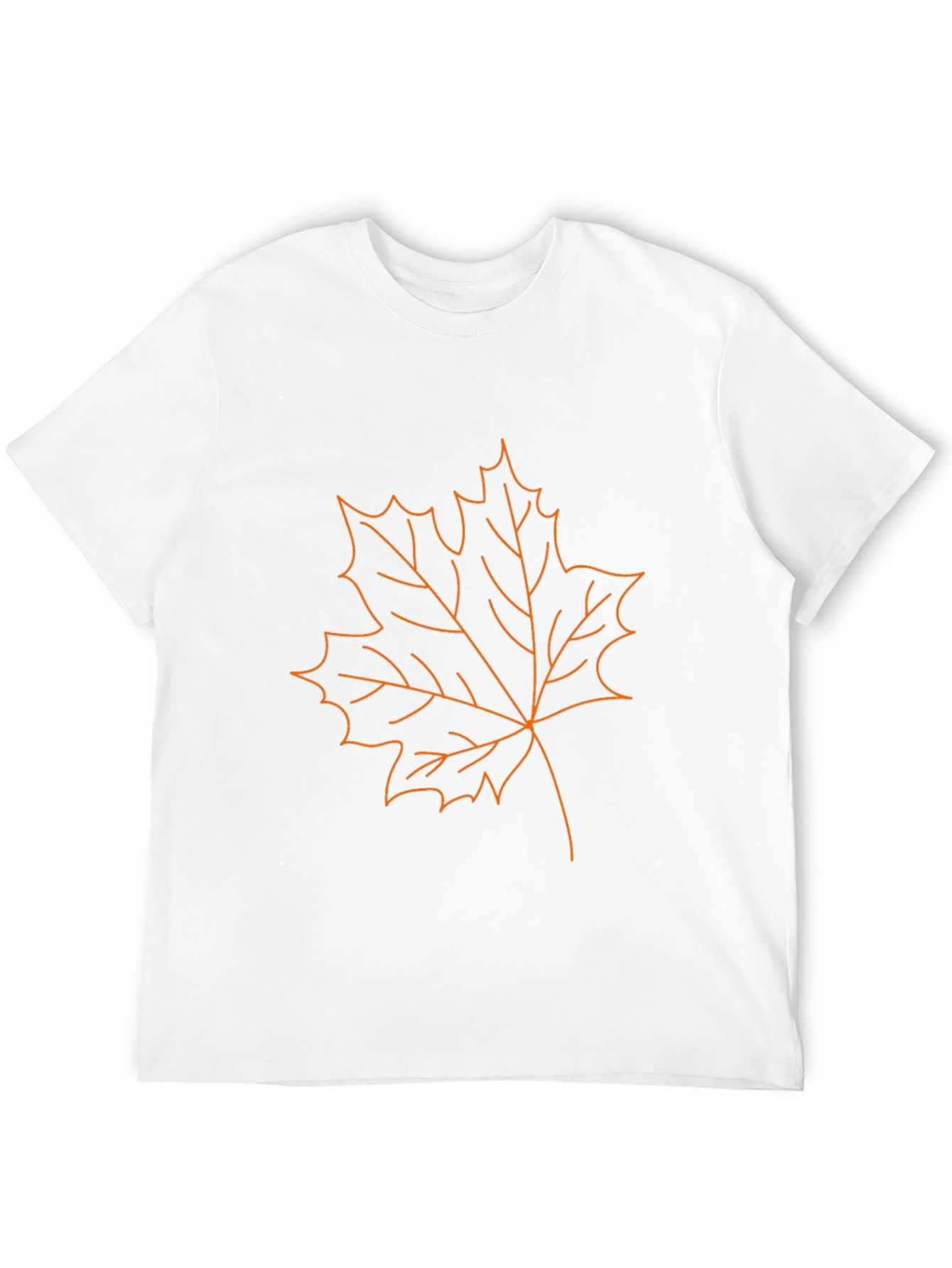 Camiseta Negra Hombre Diseño Hoja de Arce Naranja