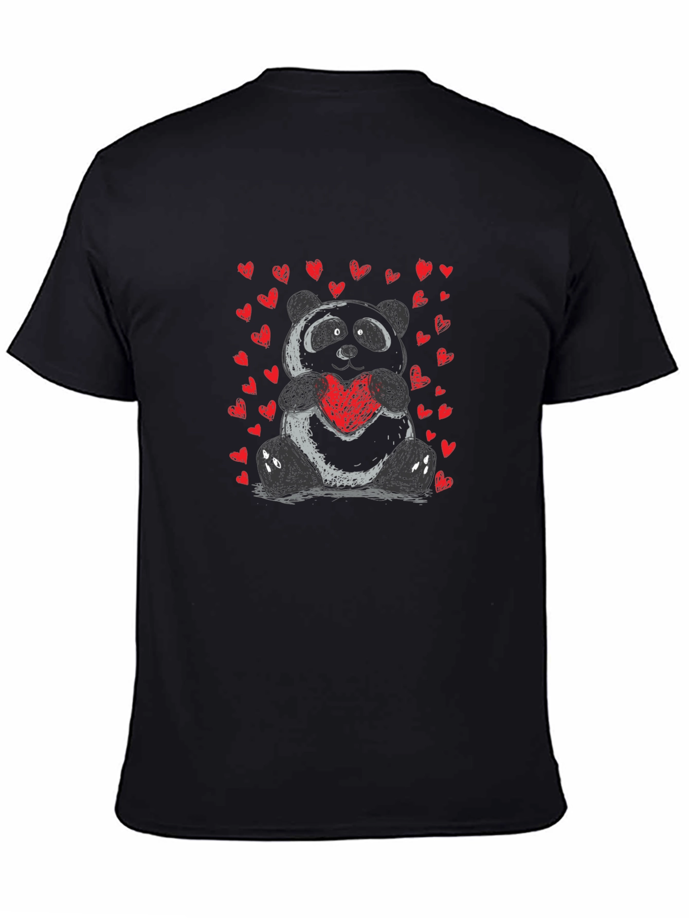 Camiseta Negra con Panda Enamorado