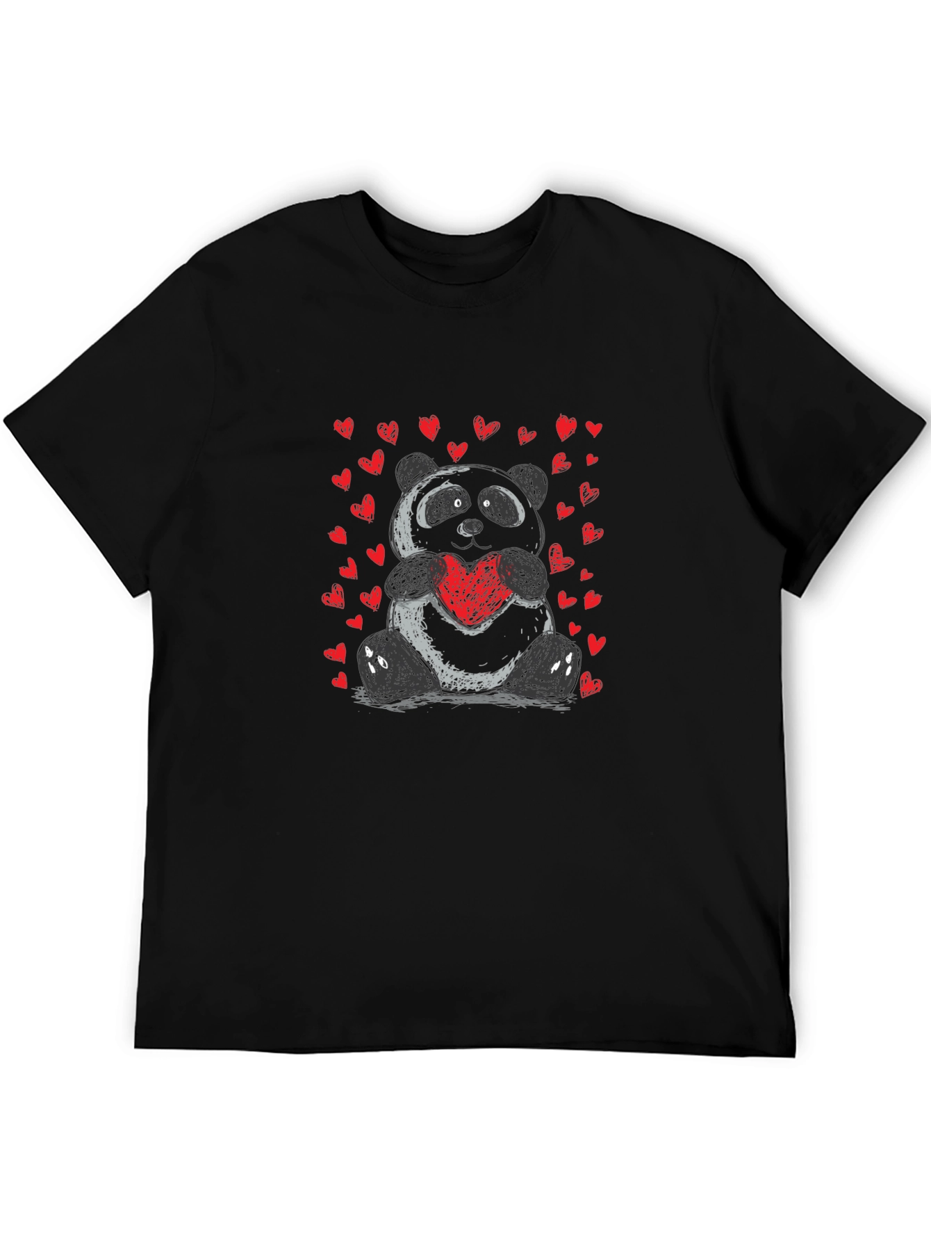 Camiseta Negra con Panda Enamorado