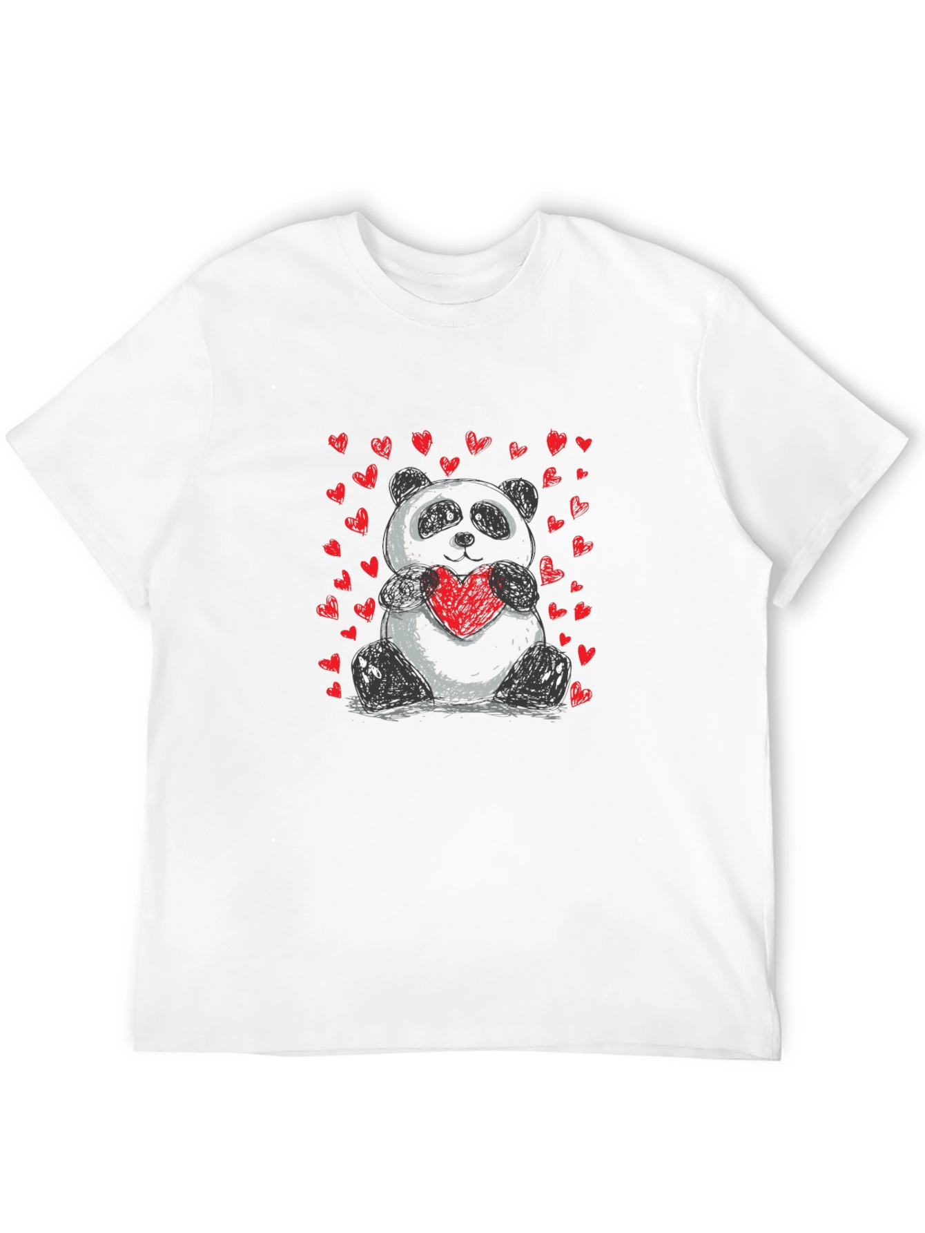 Camiseta Negra con Panda Enamorado