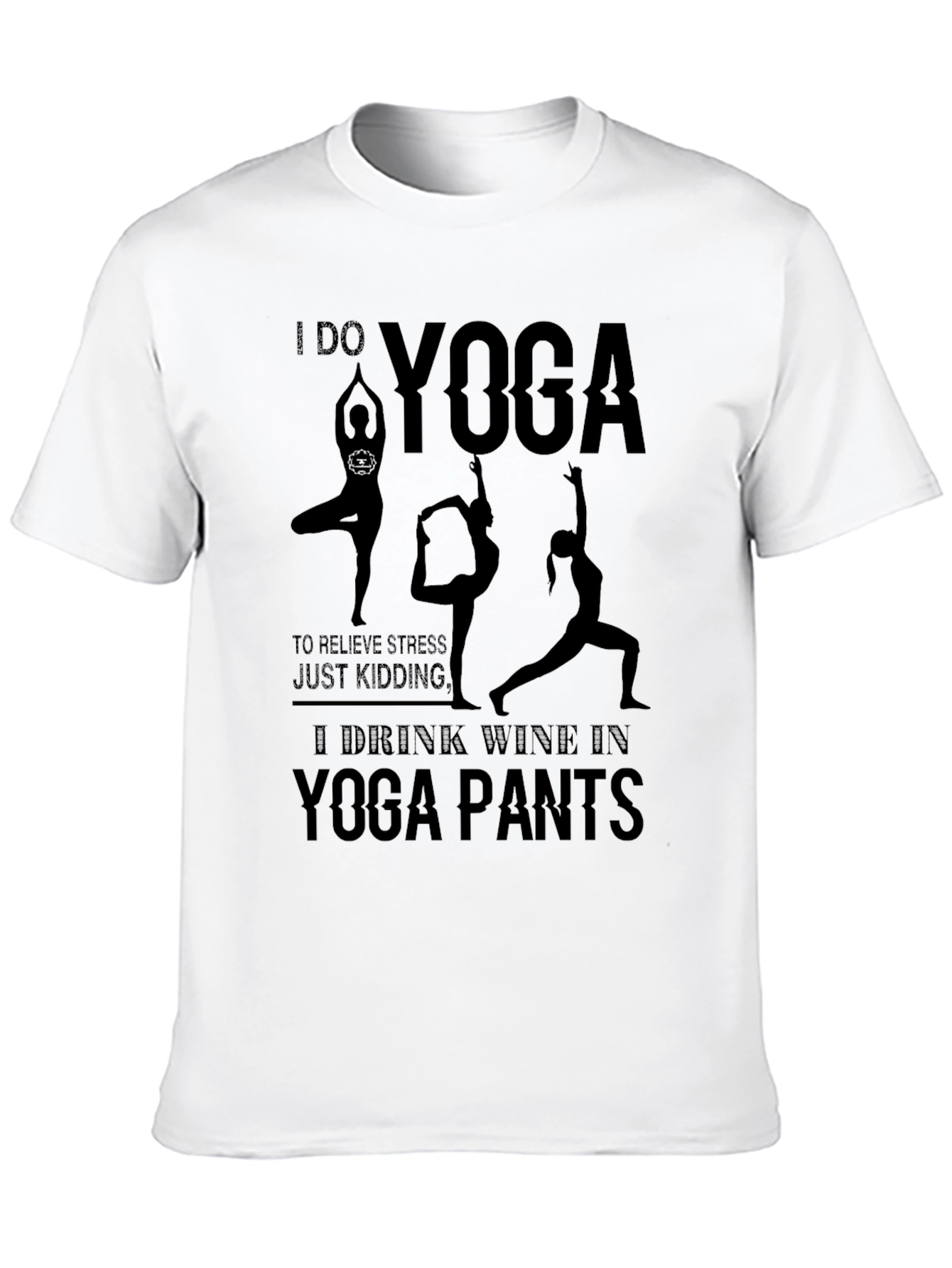 Camiseta Negra Yoga & Vino: Relax con Humor