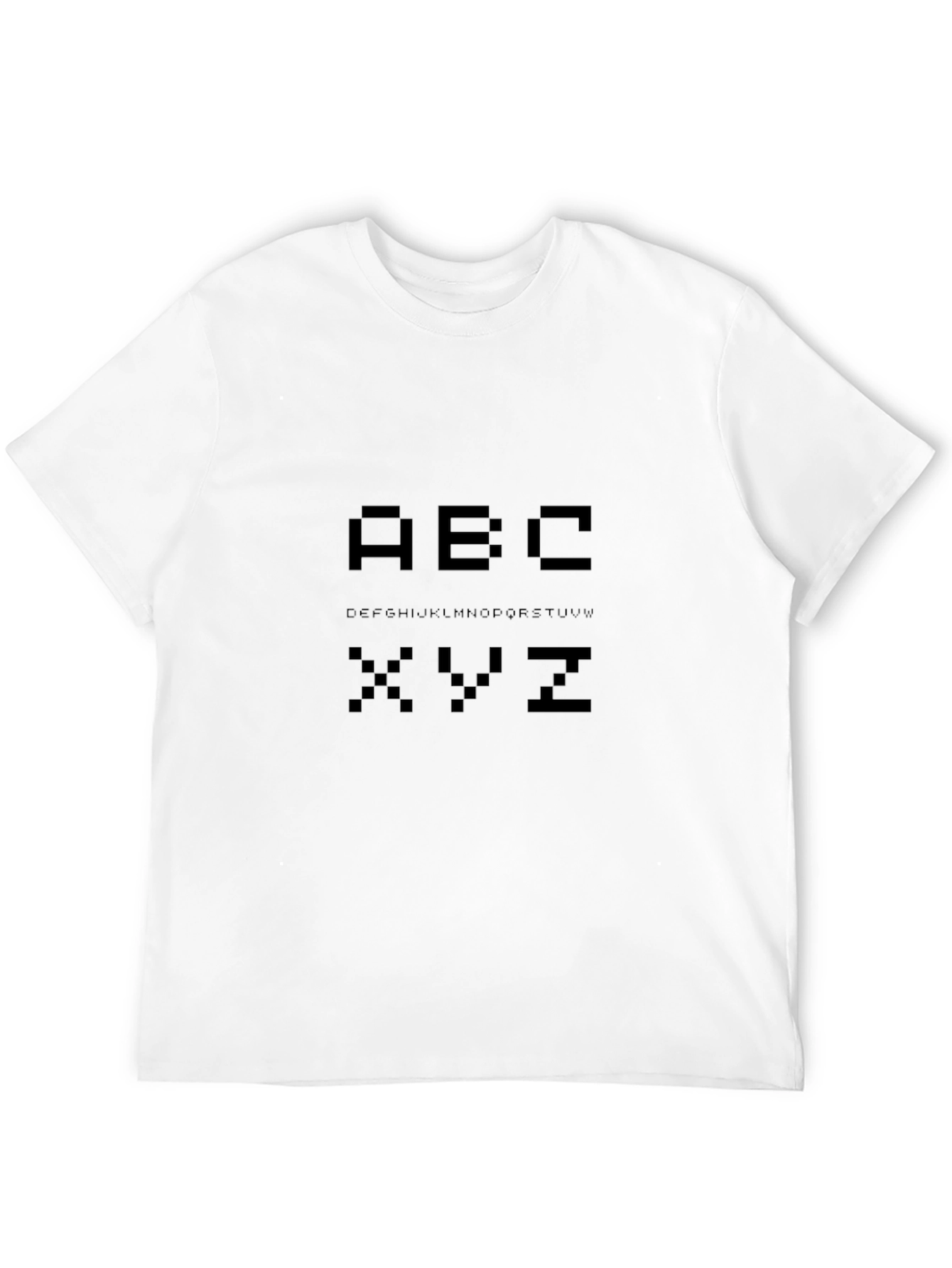 Camiseta Negra Pixelada con Alfabeto
