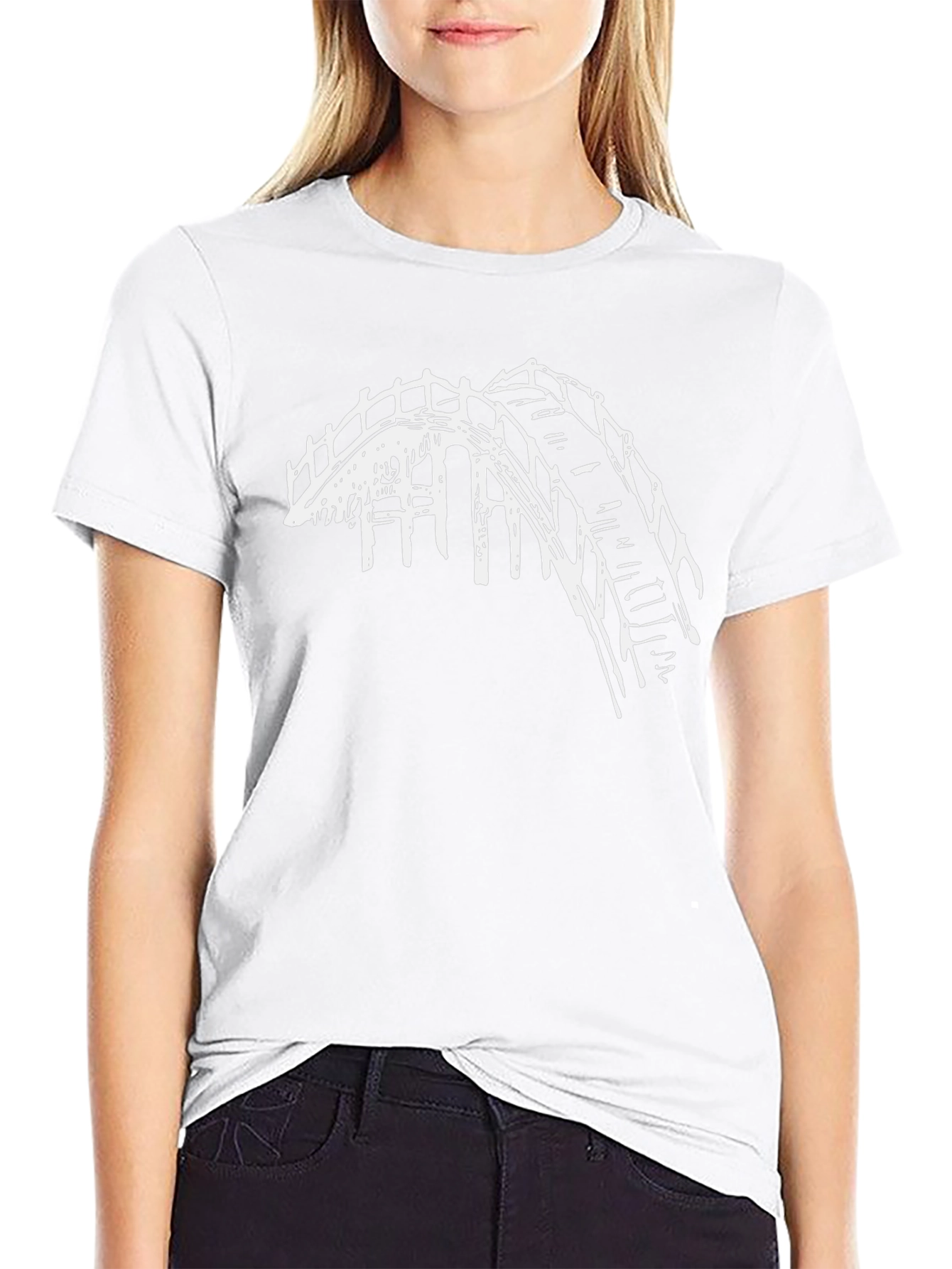 Camiseta Negra con Diseño de Puente Blanco