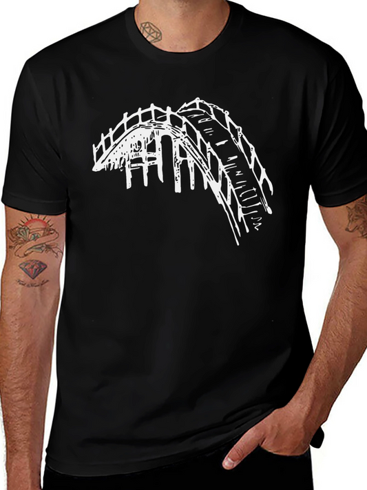 Camiseta Negra con Diseño de Puente Blanco