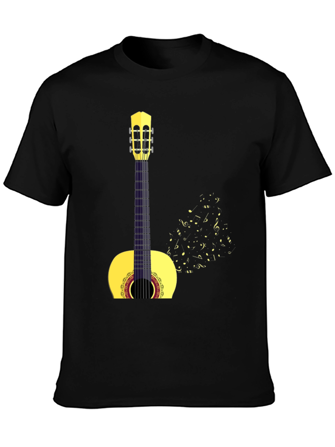 Camiseta Negra con Diseño de Guitarra Clásica
