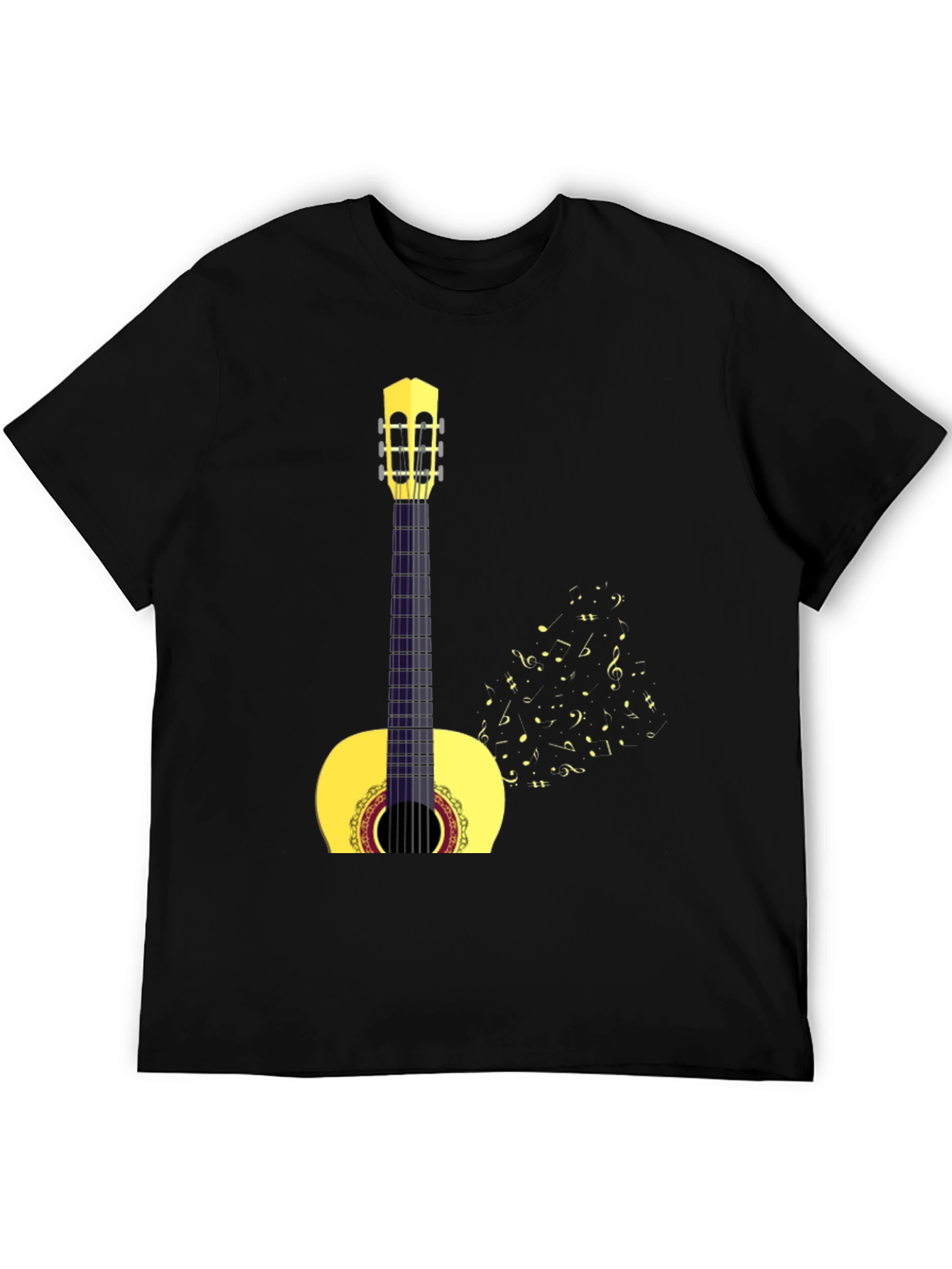 Camiseta Negra con Diseño de Guitarra Clásica
