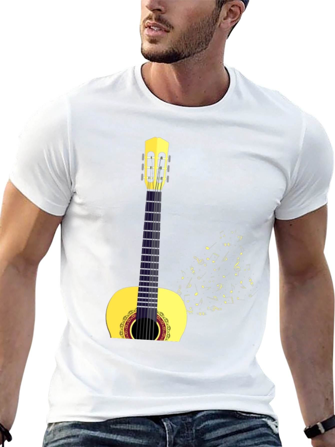 Camiseta Negra con Diseño de Guitarra Clásica