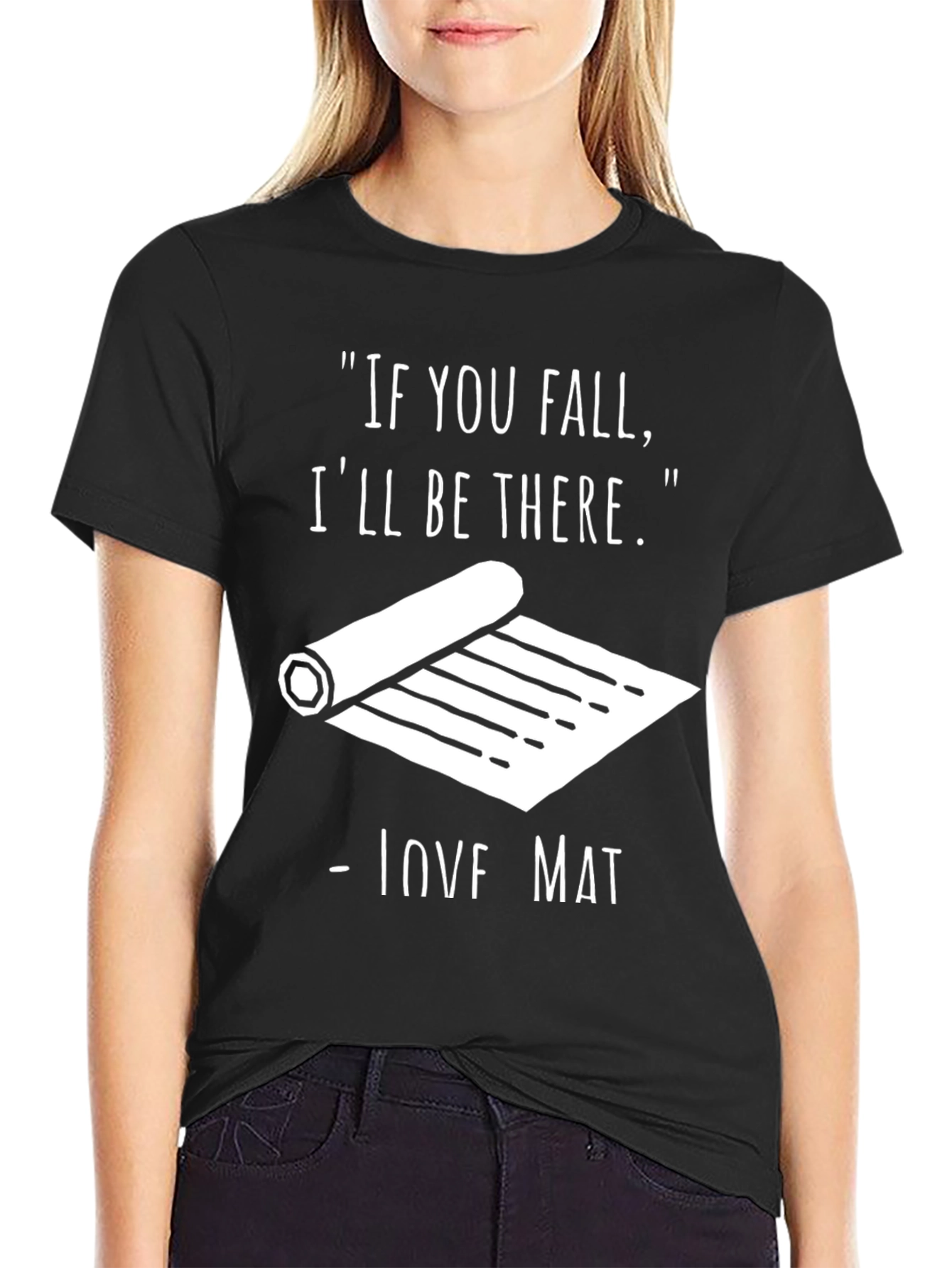 Camiseta Negra con Estampado Divertido Love Mat