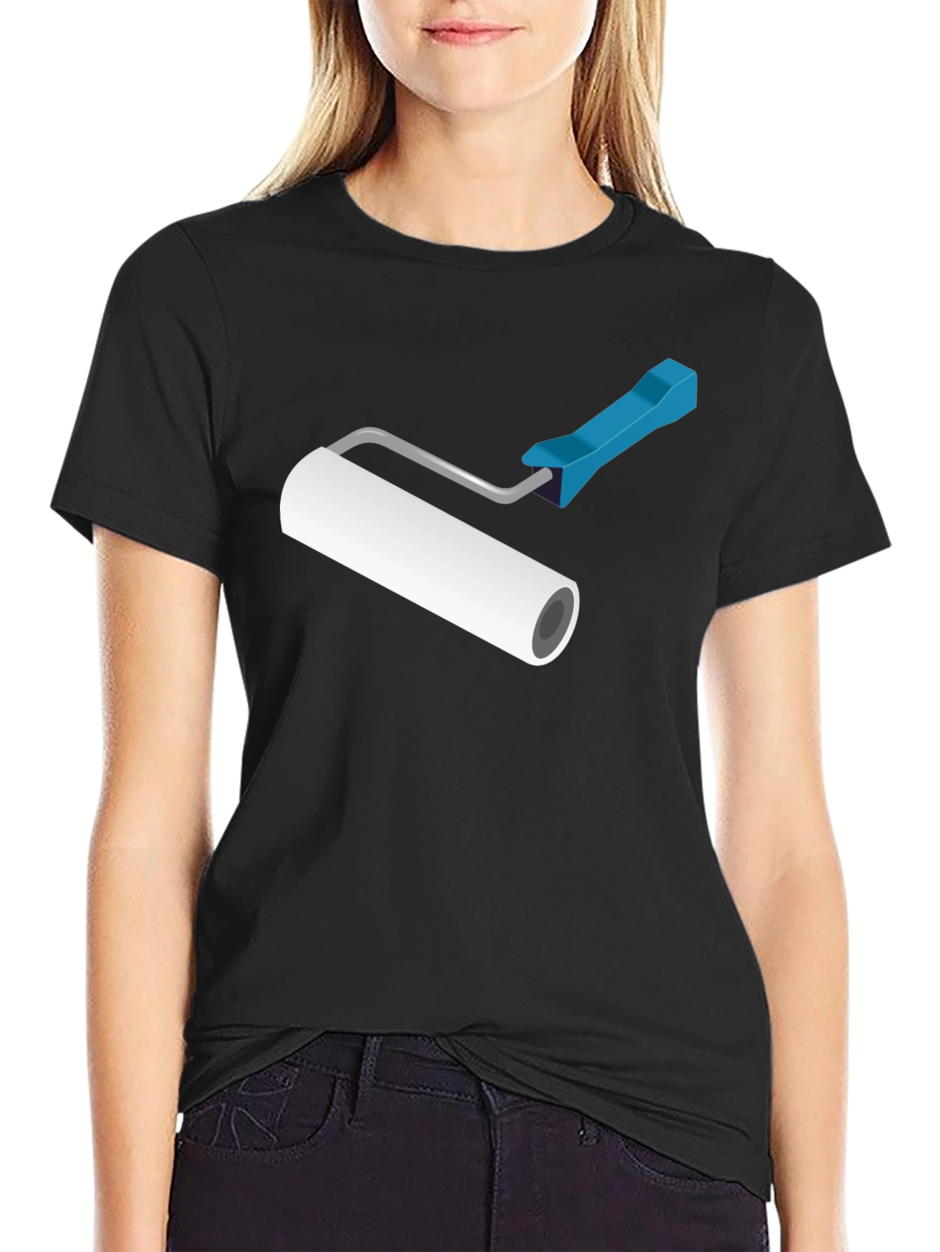 Camiseta Negra con Rodillo de Pintura