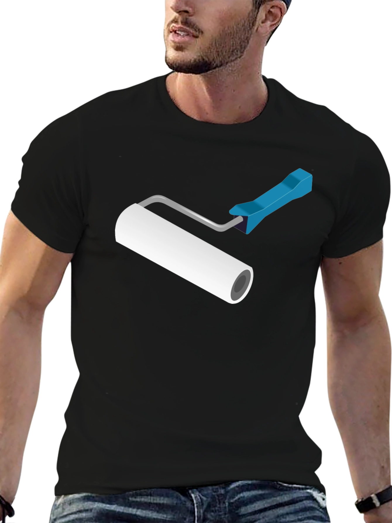 Camiseta Negra con Rodillo de Pintura