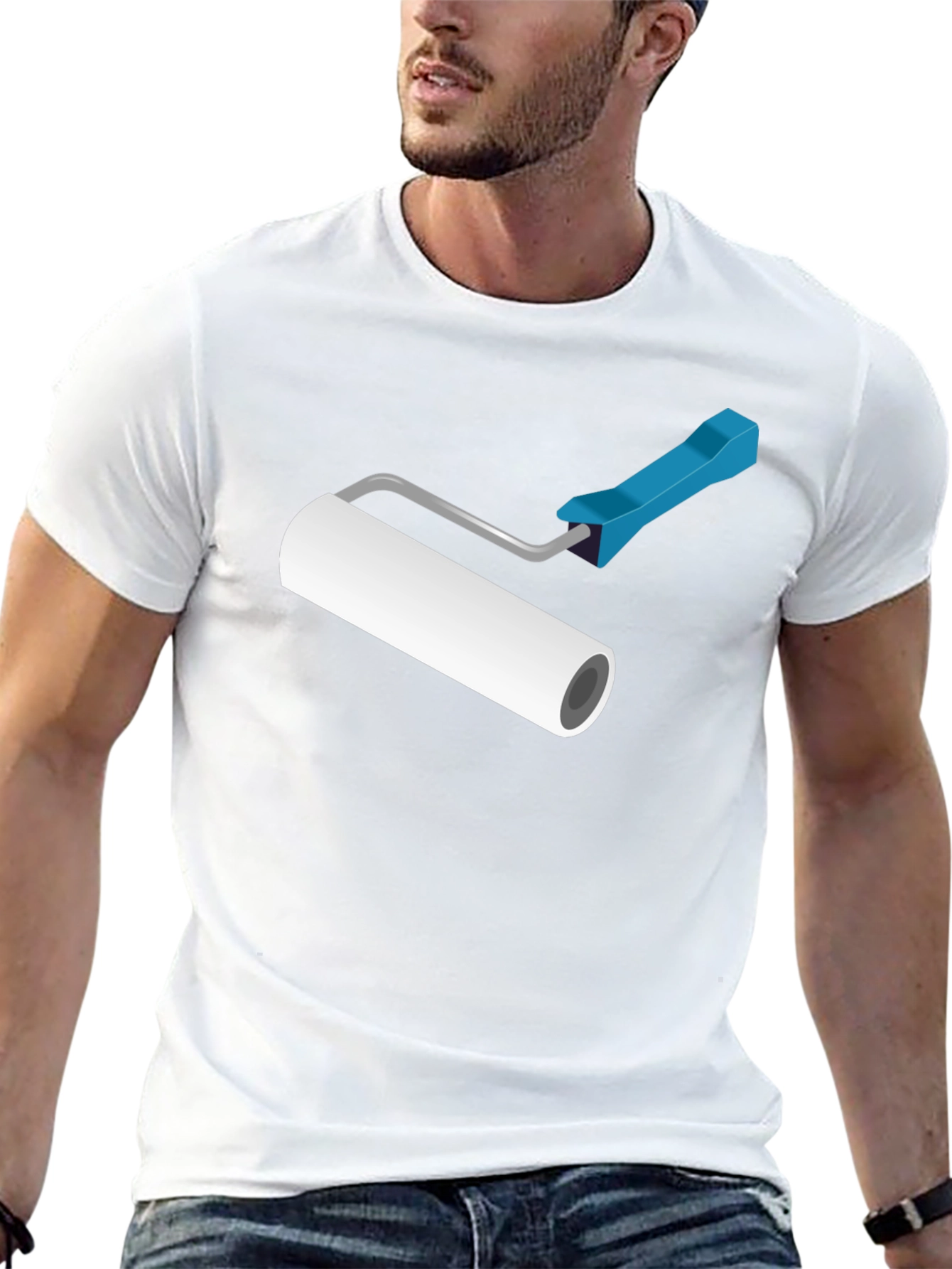 Camiseta Negra con Rodillo de Pintura