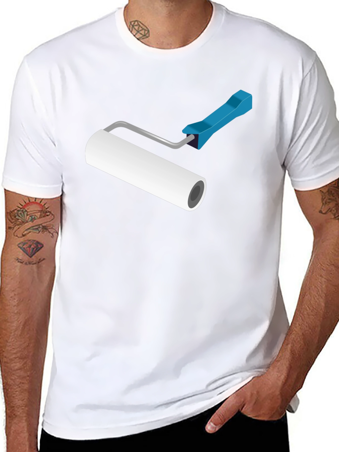 Camiseta Negra con Rodillo de Pintura