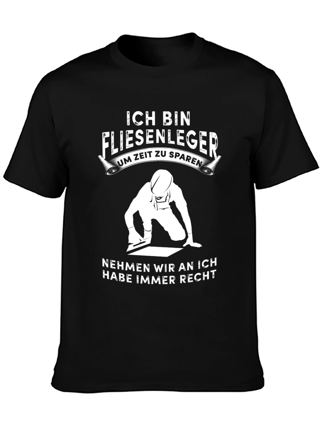 Camiseta Hombre Negra Ich Bin Fliesenleger