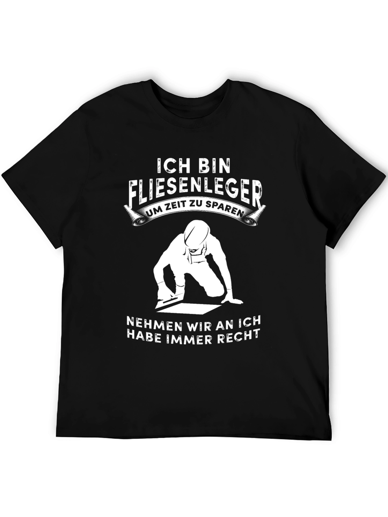 Camiseta Hombre Negra Ich Bin Fliesenleger