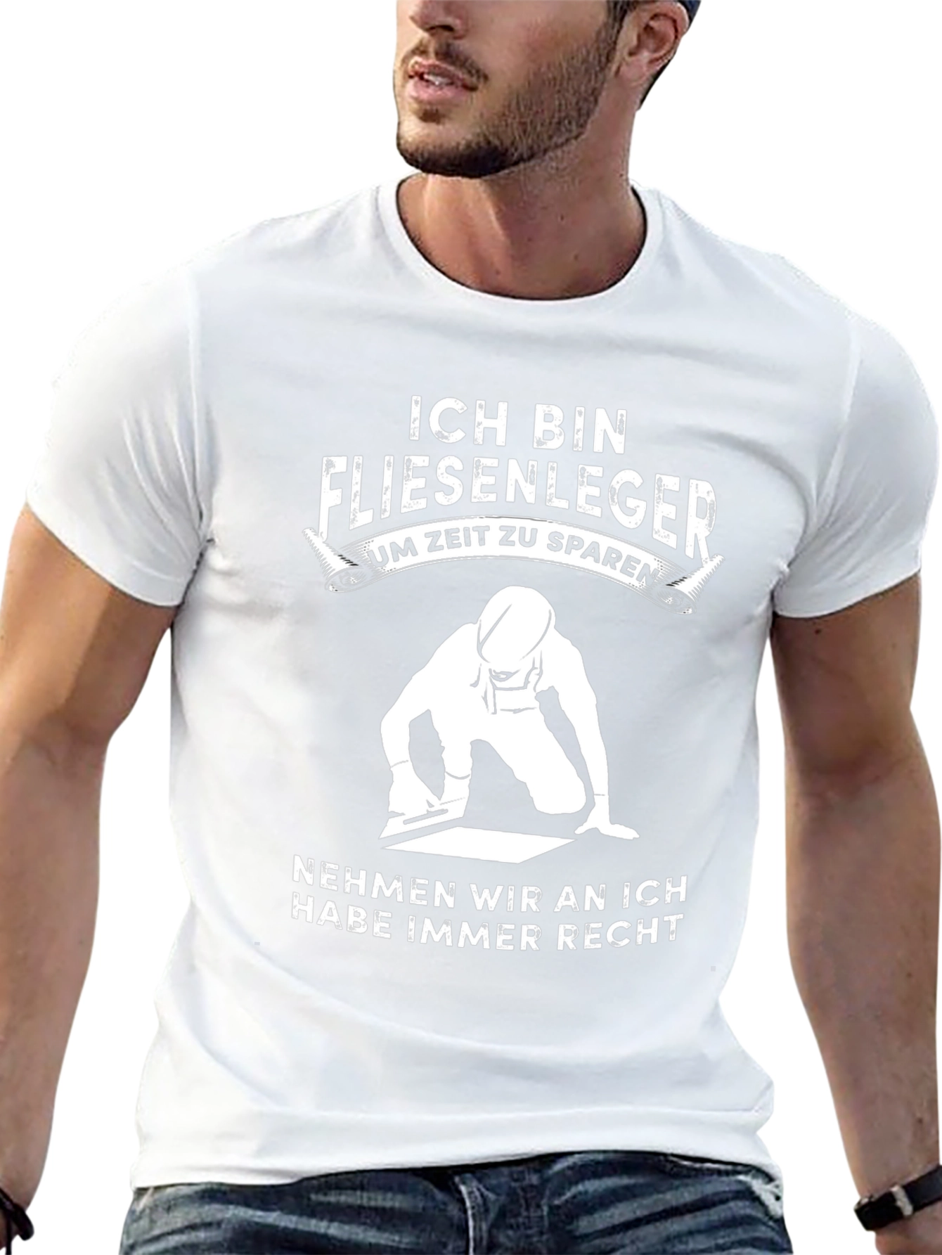 Camiseta Hombre Negra Ich Bin Fliesenleger