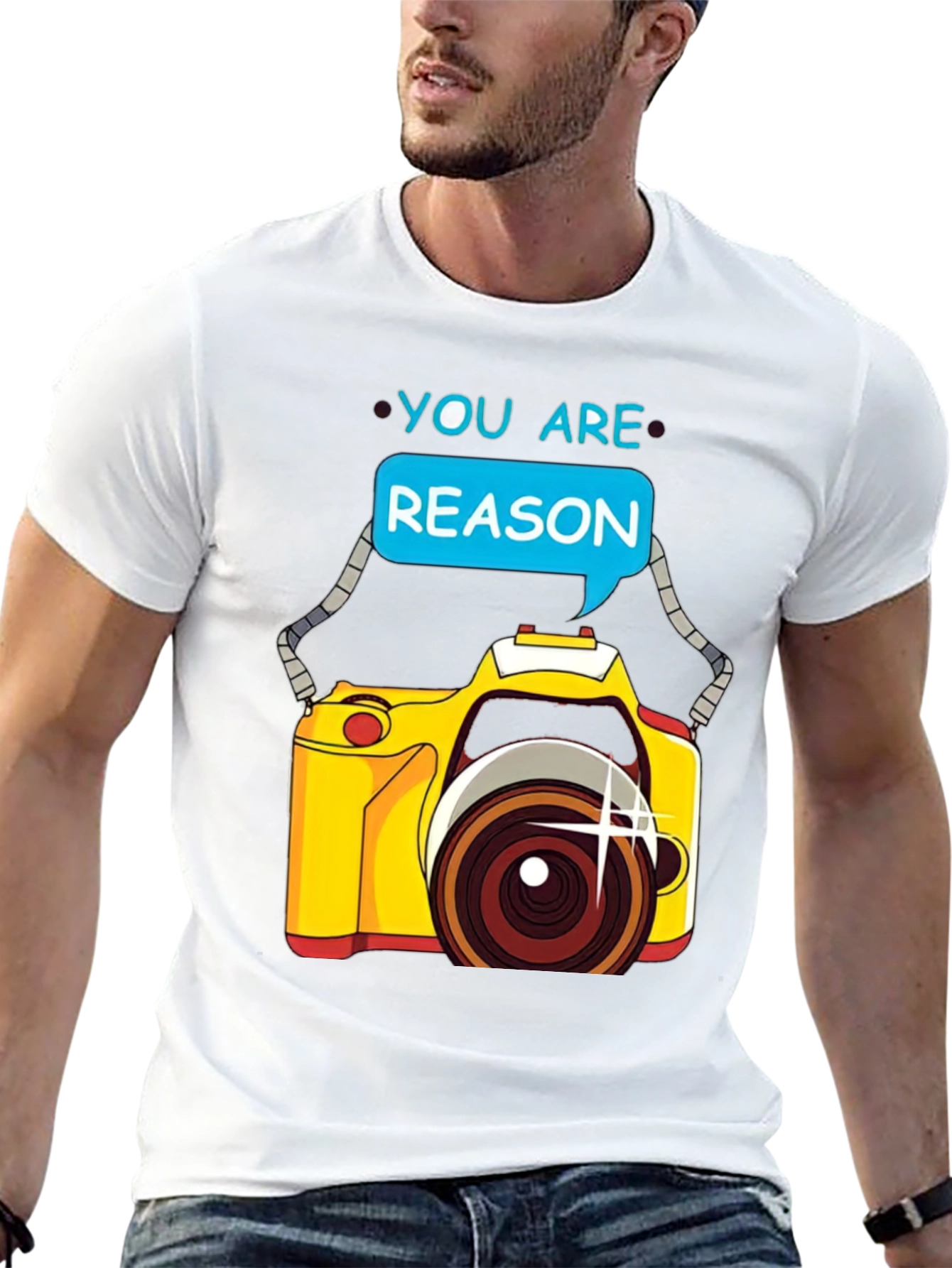 Camiseta Negra con Diseño de Cámara You are Reason