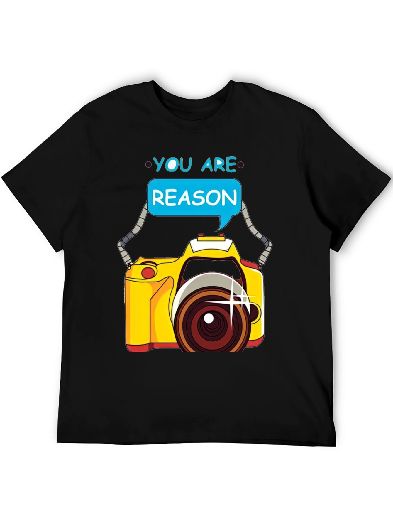 Camiseta Negra con Diseño de Cámara You are Reason