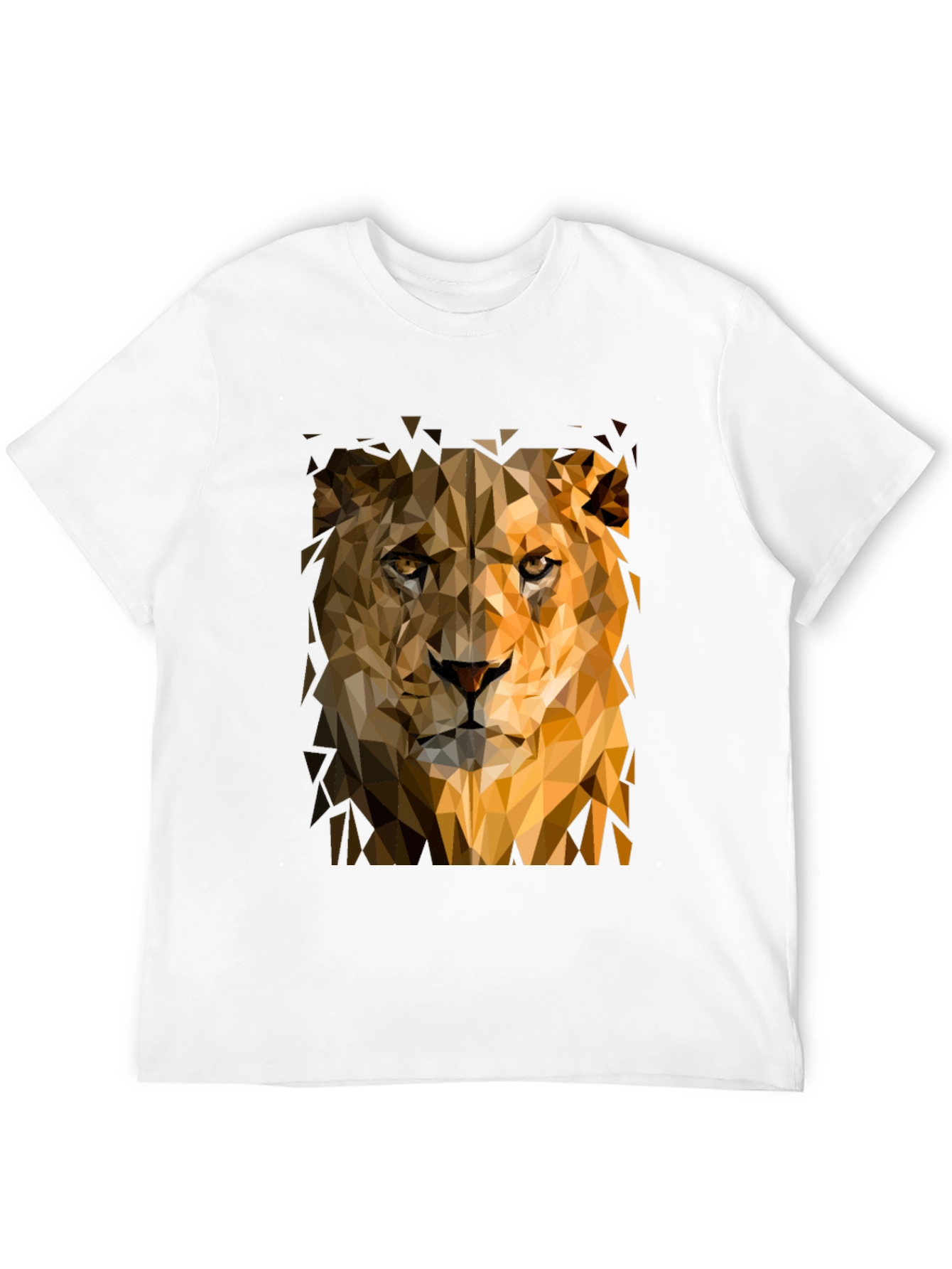 Camiseta Negra Hombre León Geométrico