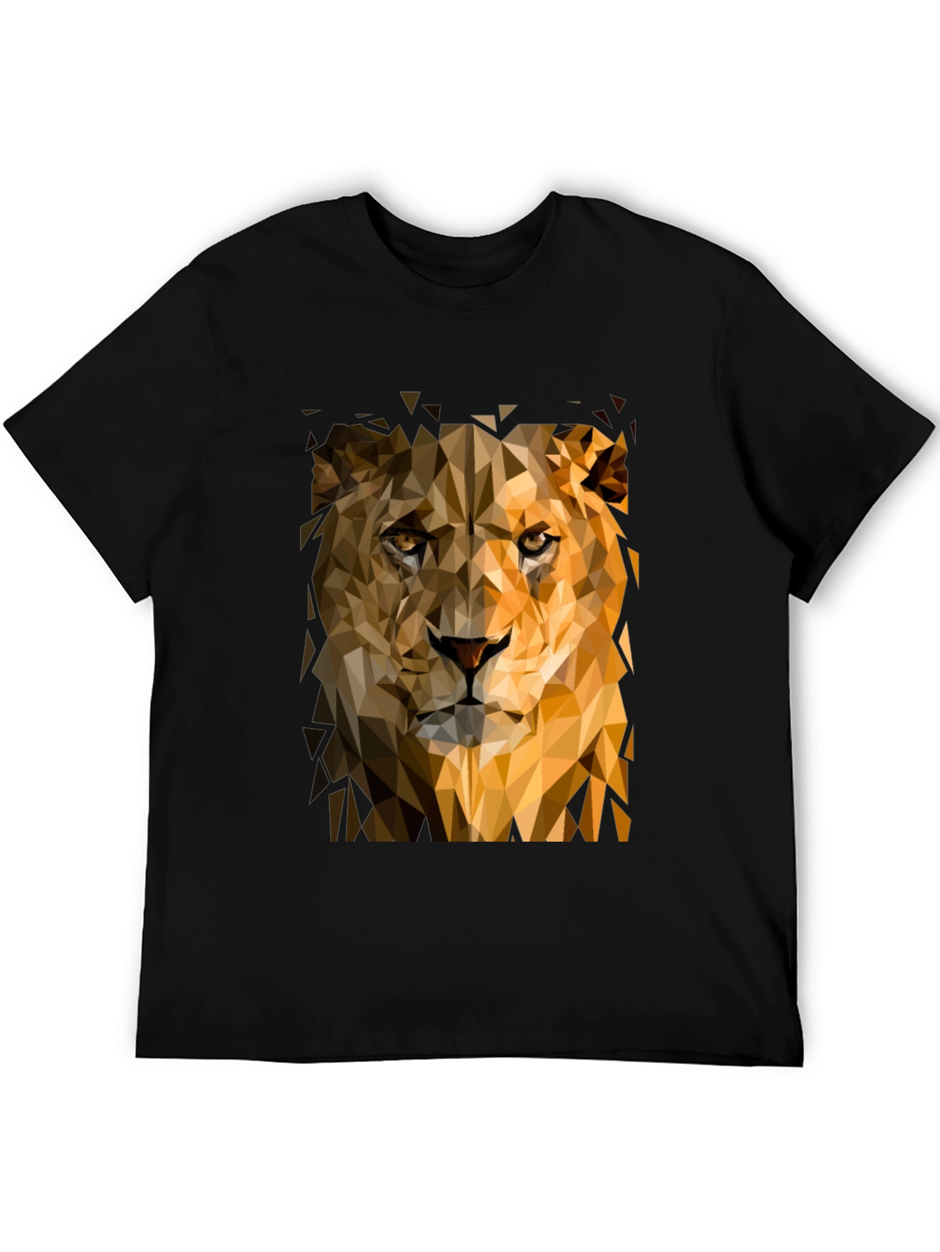 Camiseta Negra Hombre León Geométrico