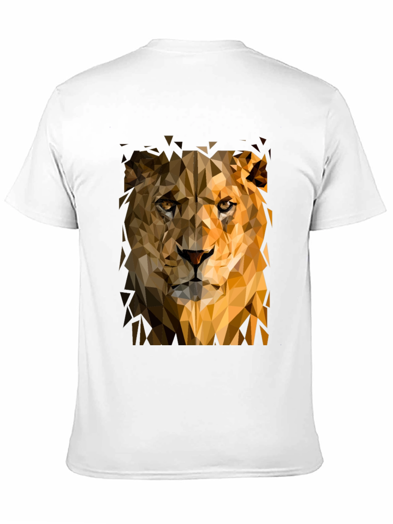 Camiseta Negra Hombre León Geométrico