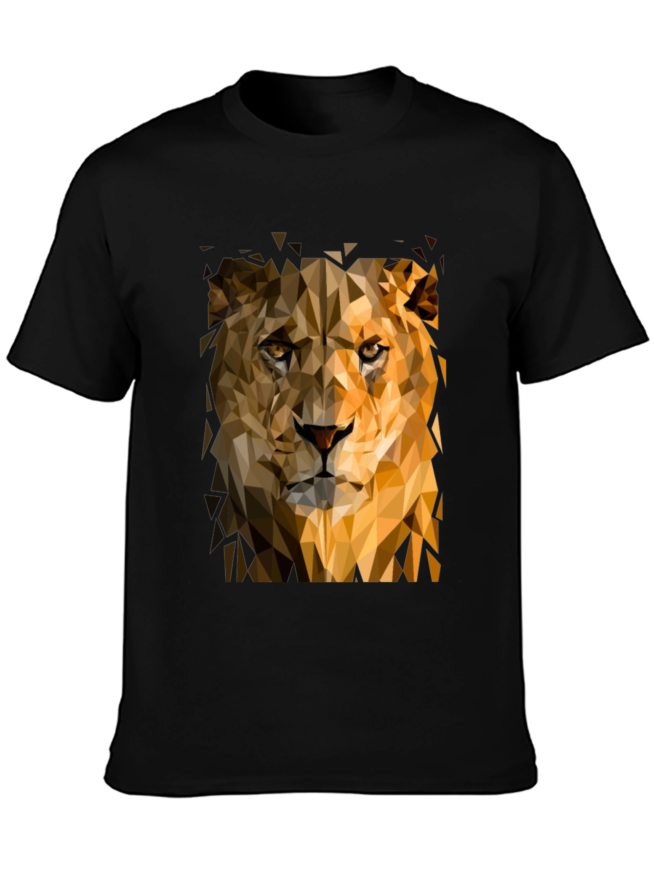 Camiseta Negra Hombre León Geométrico