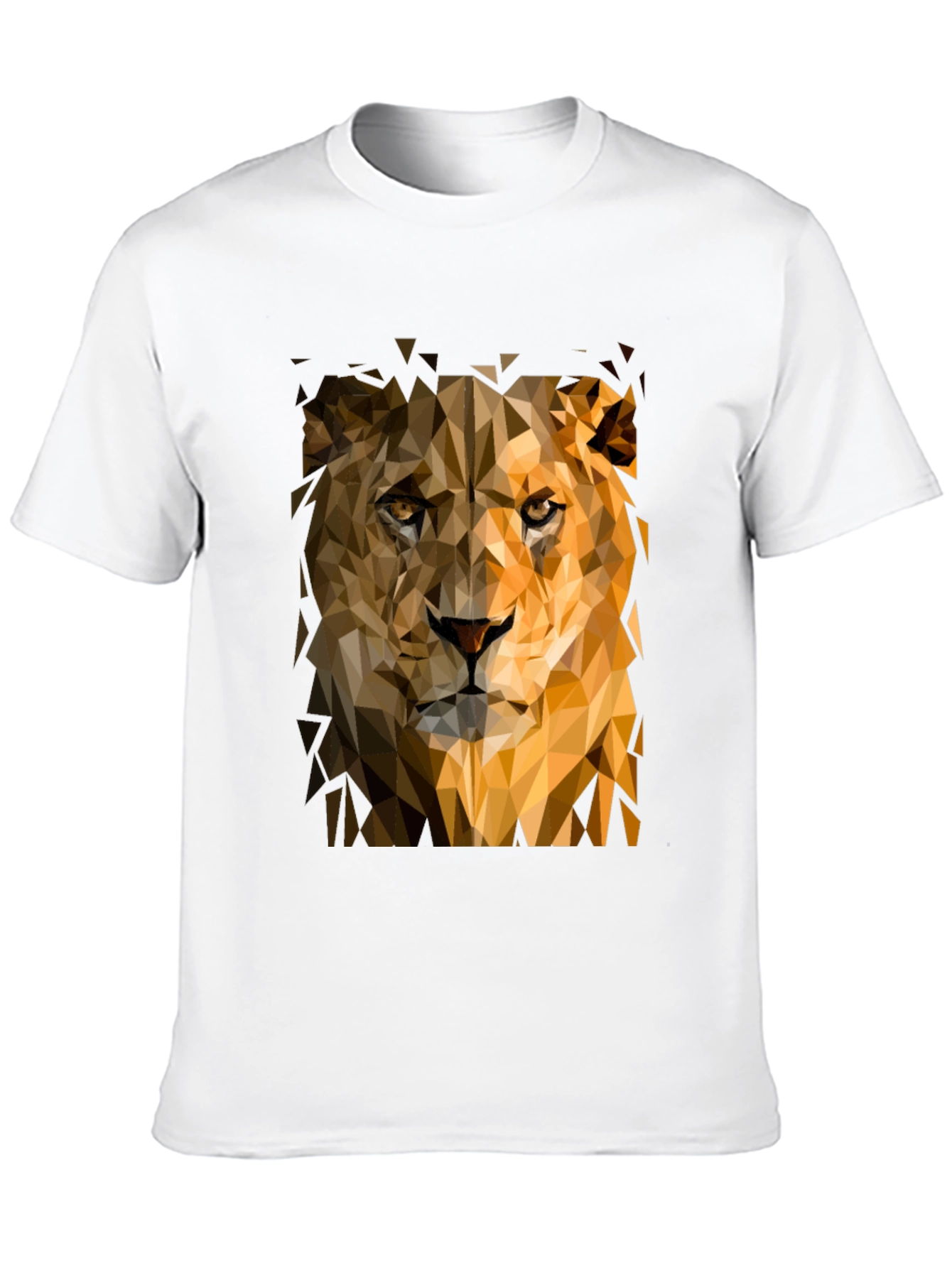 Camiseta Negra Hombre León Geométrico