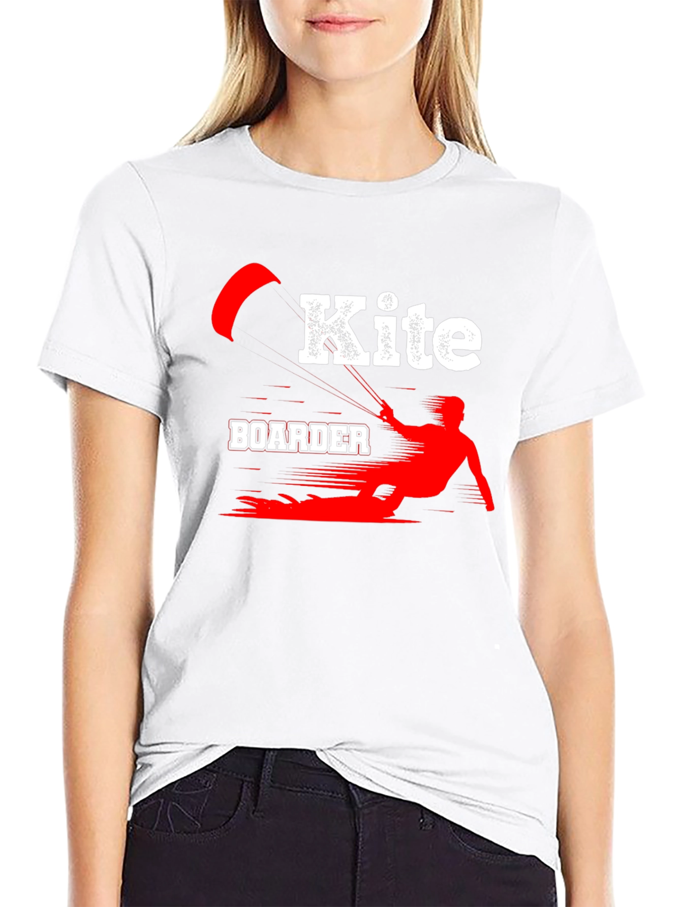 Camiseta Negra Kite Boarder Deportiva Algodón