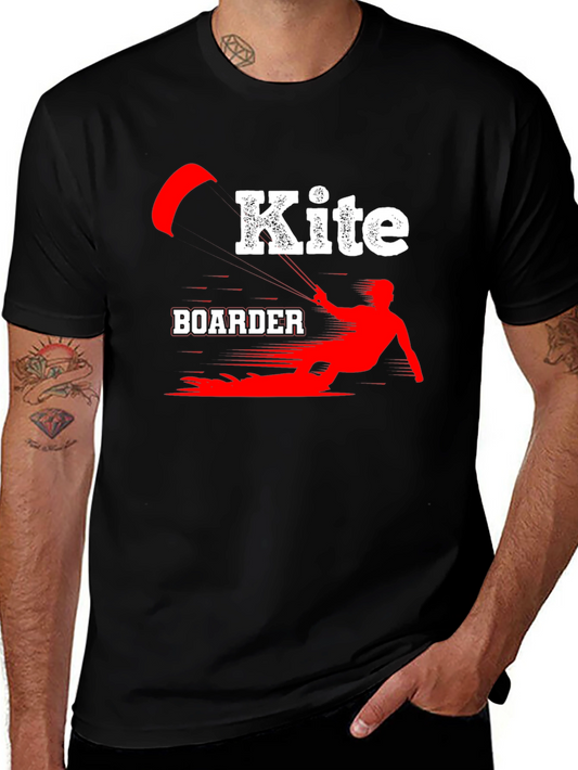 Camiseta Negra Kite Boarder Deportiva Algodón