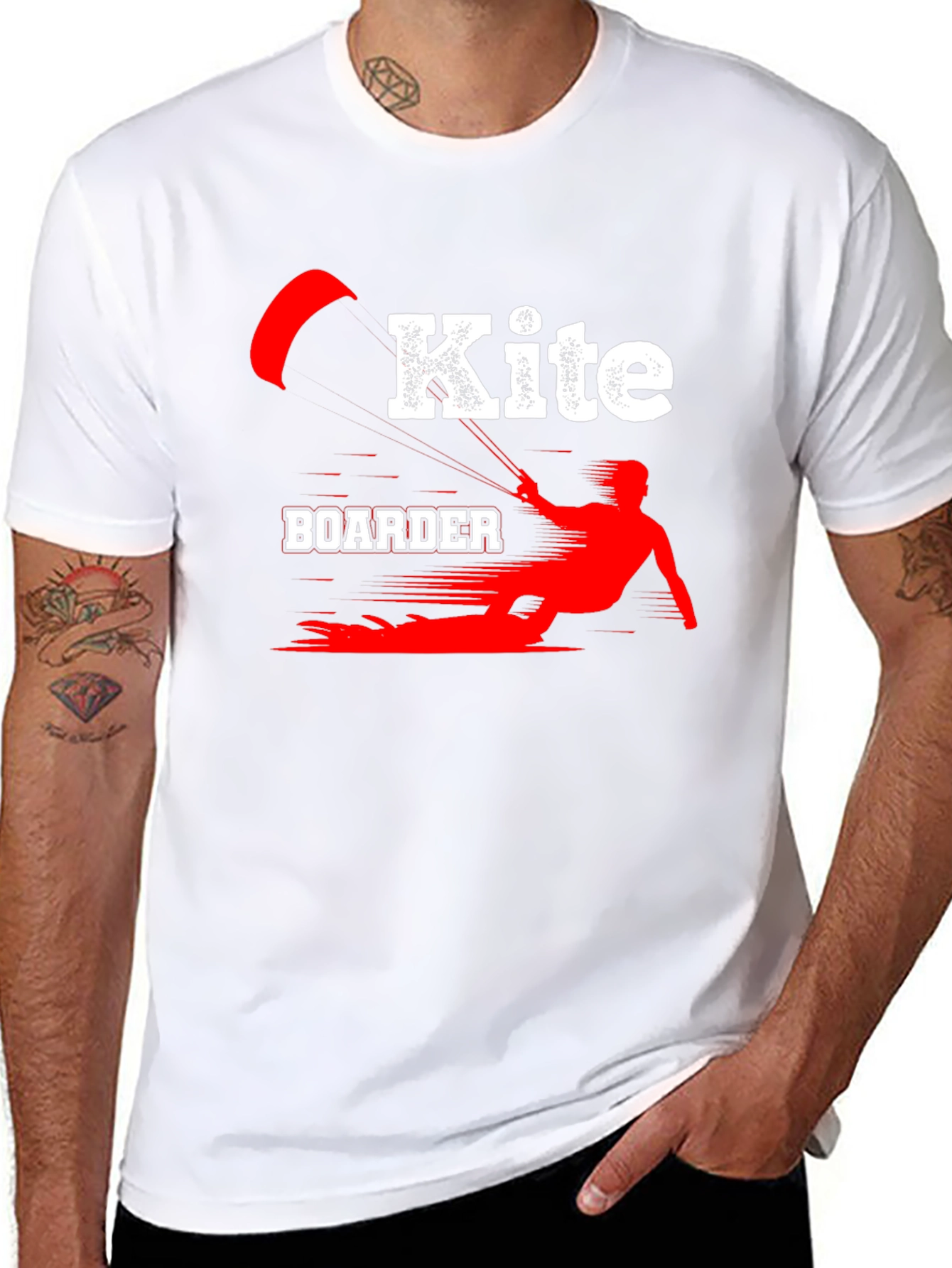 Camiseta Negra Kite Boarder Deportiva Algodón
