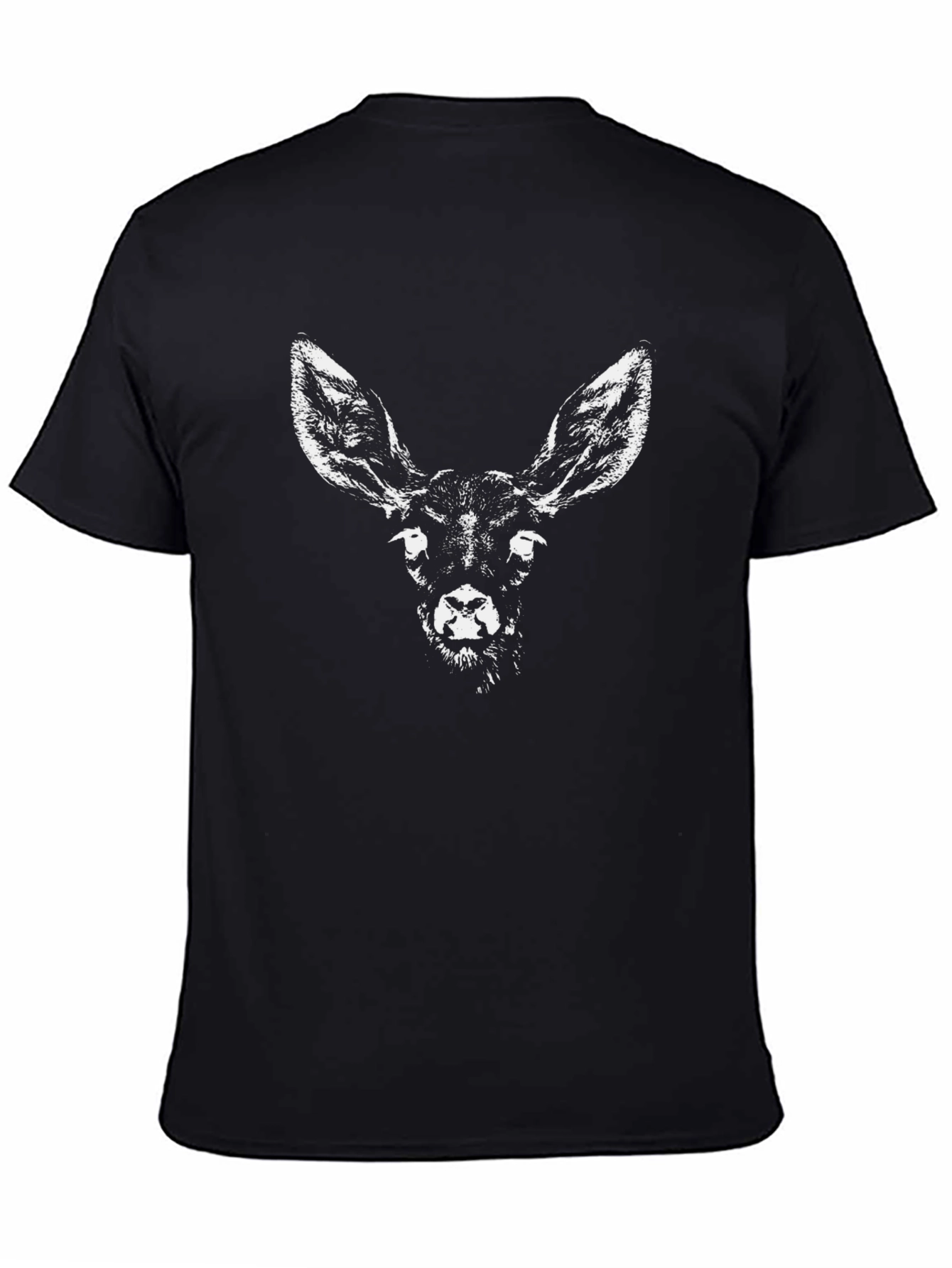 Camiseta Negra con Estampado de Ciervo para Hombre