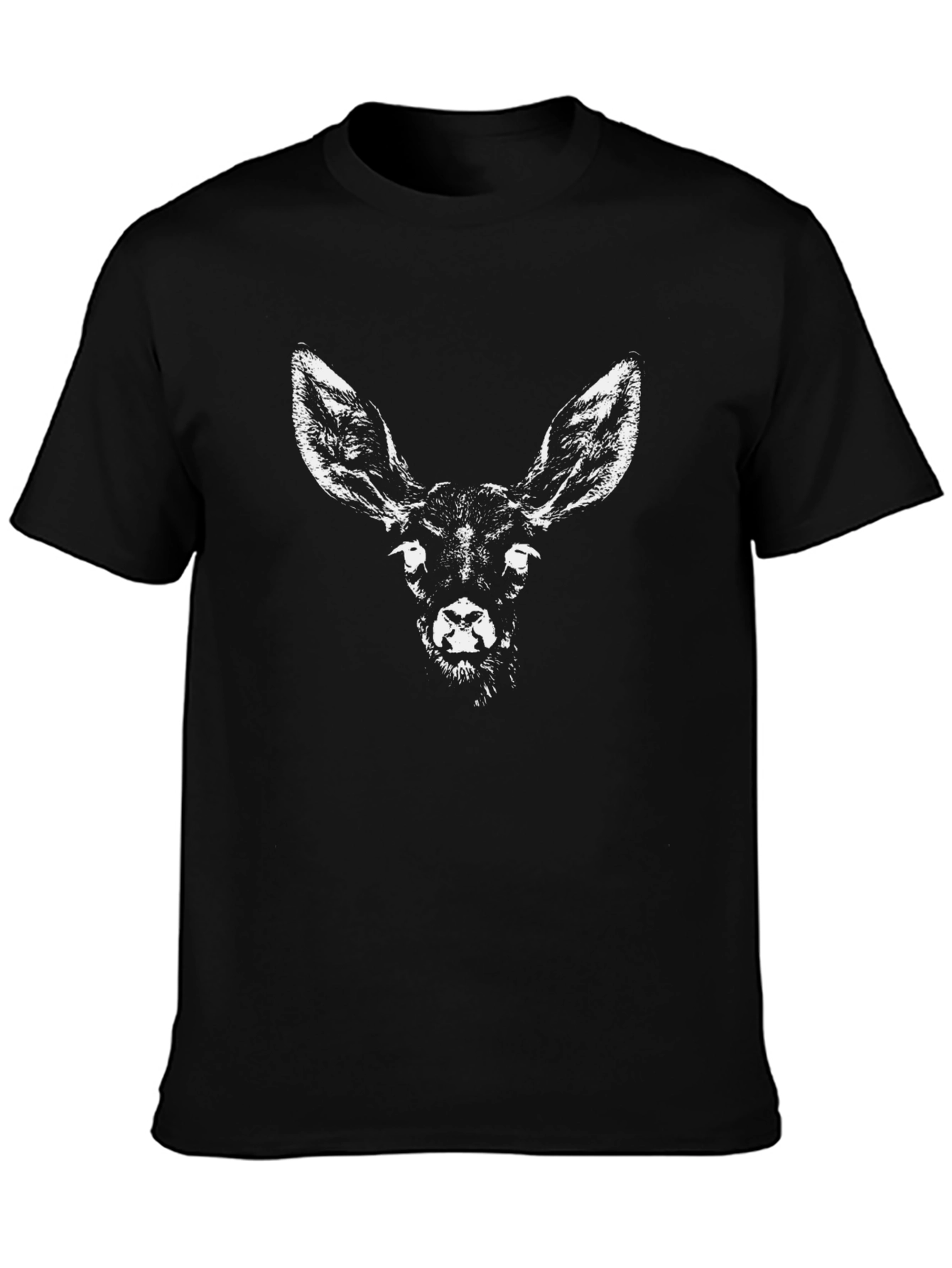 Camiseta Negra con Estampado de Ciervo para Hombre