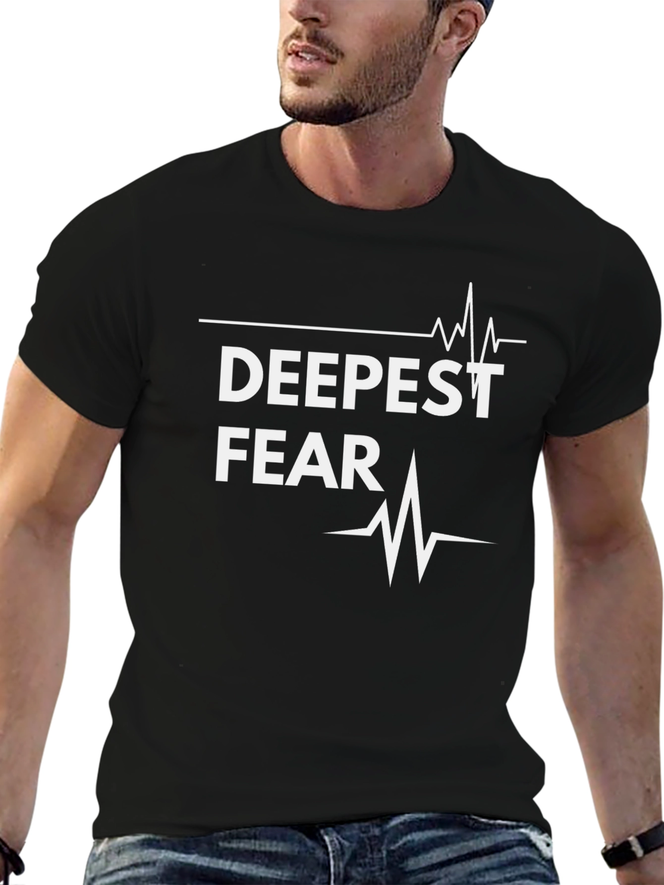 Camiseta Negra Deepest Fear con Diseño de Latido