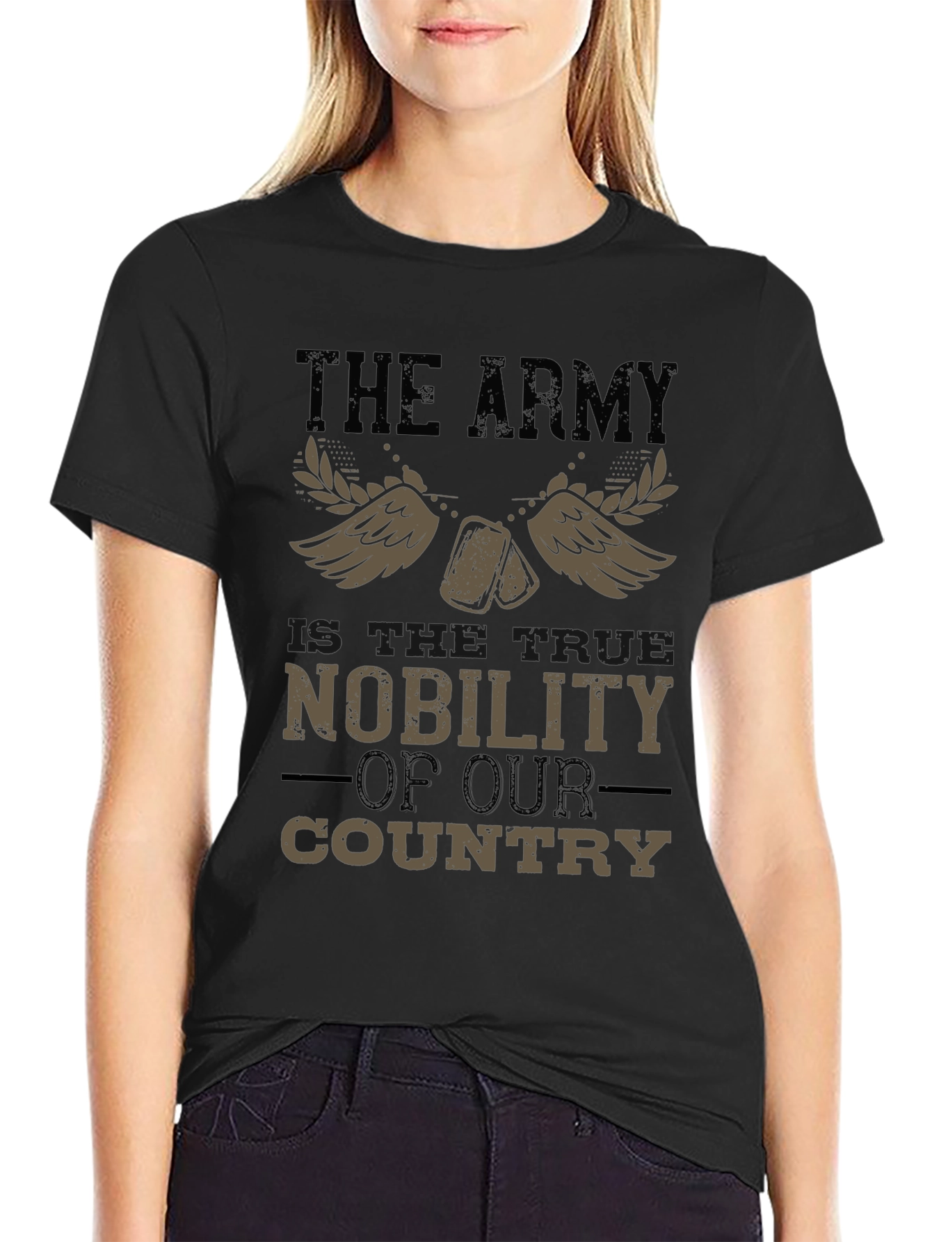 Camiseta Negra Militar El Ejército es Nobleza