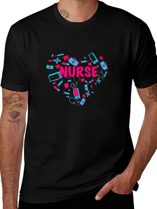 Camiseta Negra Corazón Nurse - Regalo Enfermería