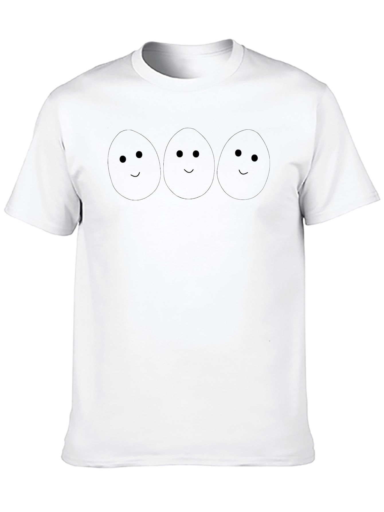 Camiseta Negra con Diseño de Caras de Huevos Sonrientes