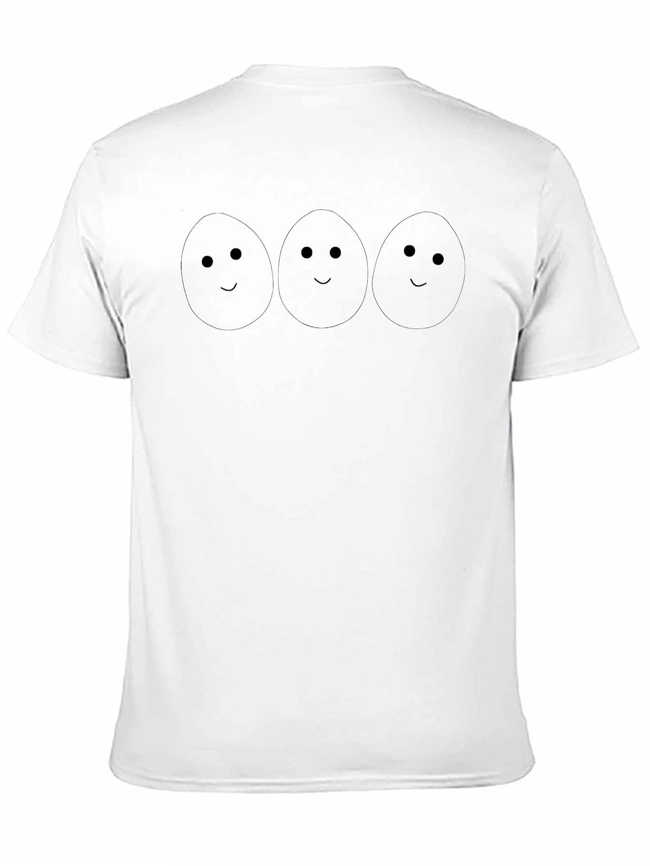 Camiseta Negra con Diseño de Caras de Huevos Sonrientes