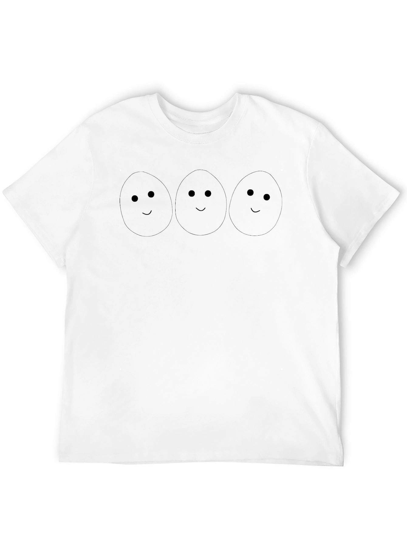 Camiseta Negra con Diseño de Caras de Huevos Sonrientes