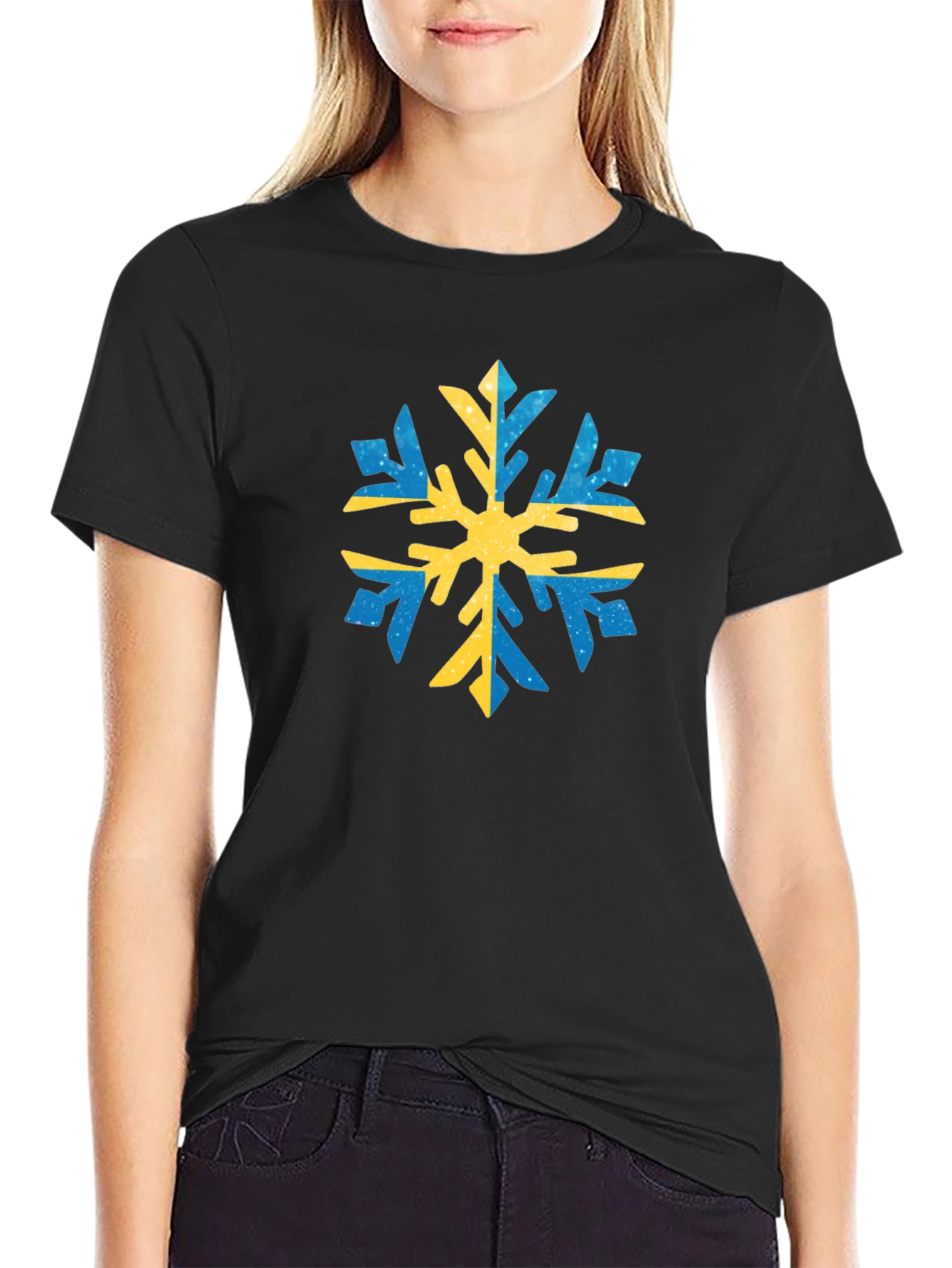 Camiseta Negra con Copo de Nieve Sueco