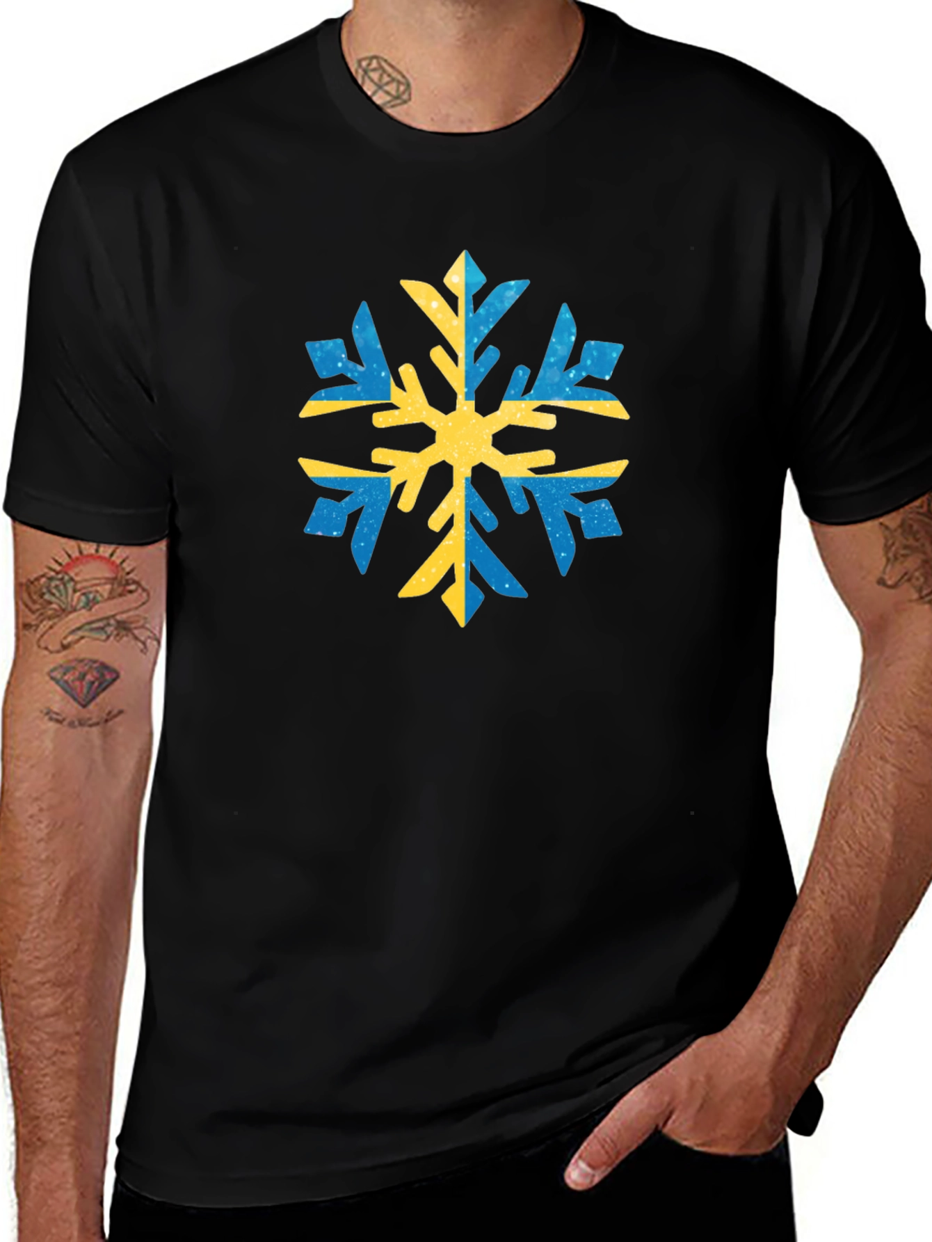 Camiseta Negra con Copo de Nieve Sueco