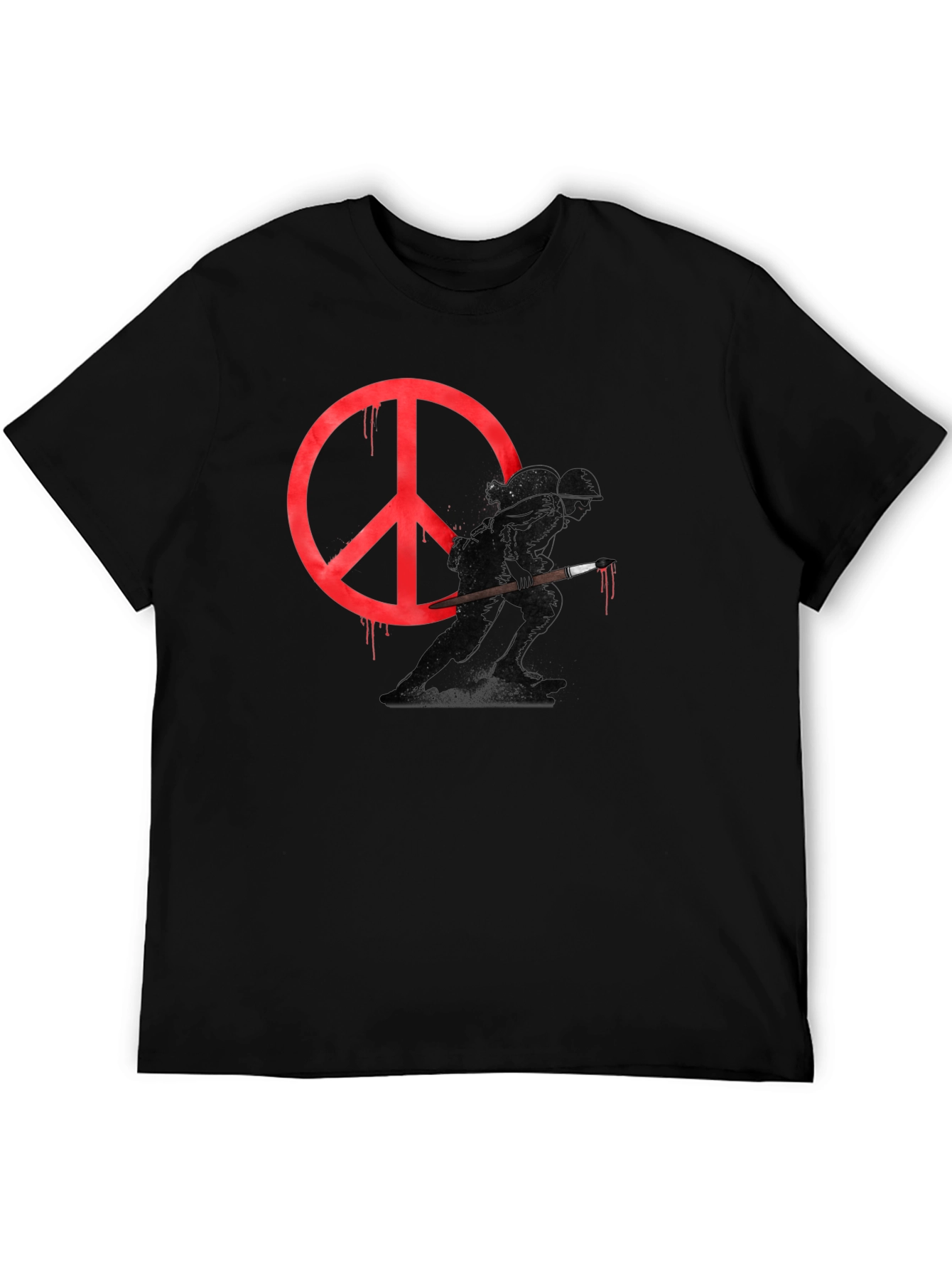 Camiseta Negra con Diseño de Paz y Guerra