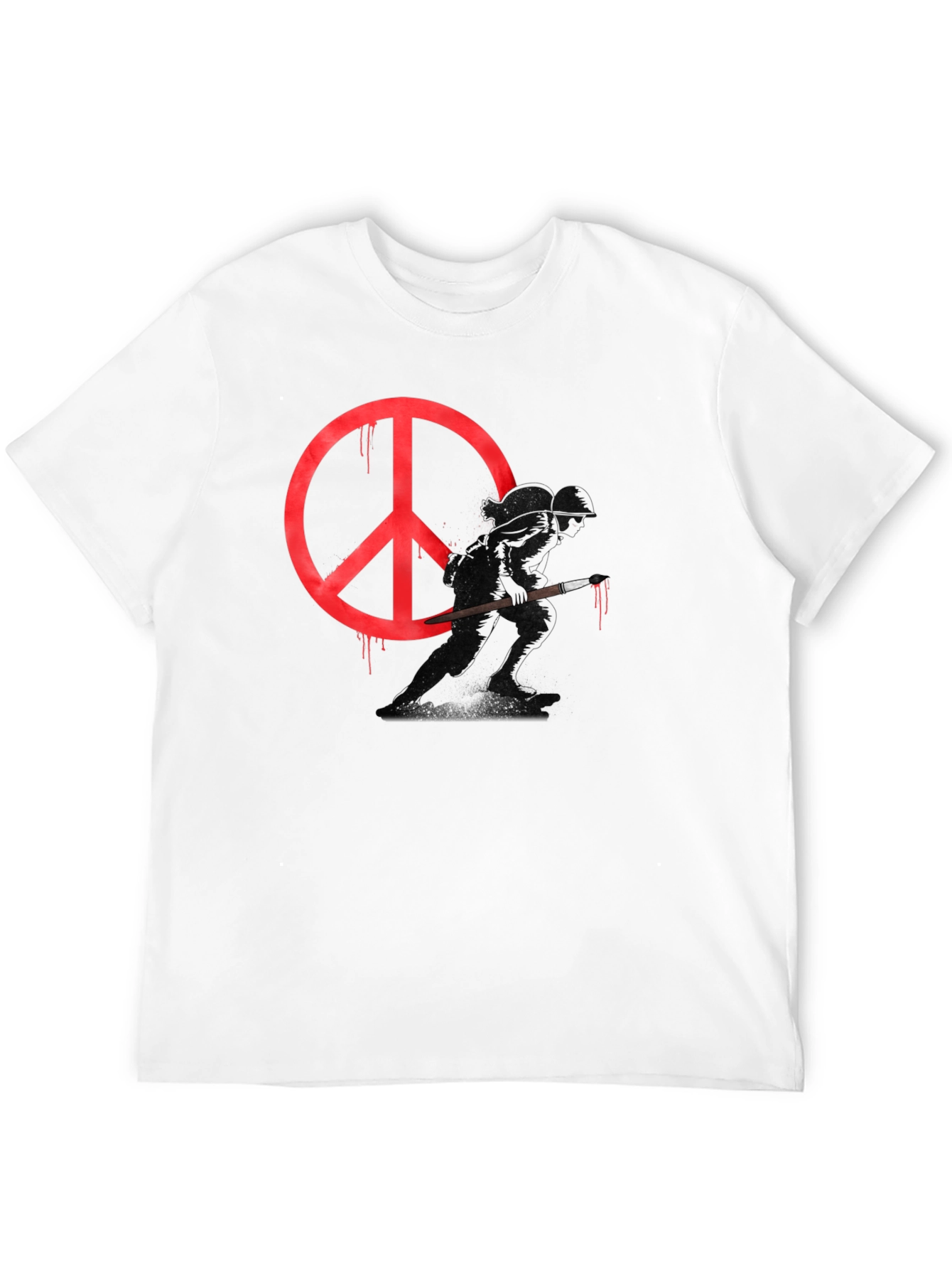 Camiseta Negra con Diseño de Paz y Guerra